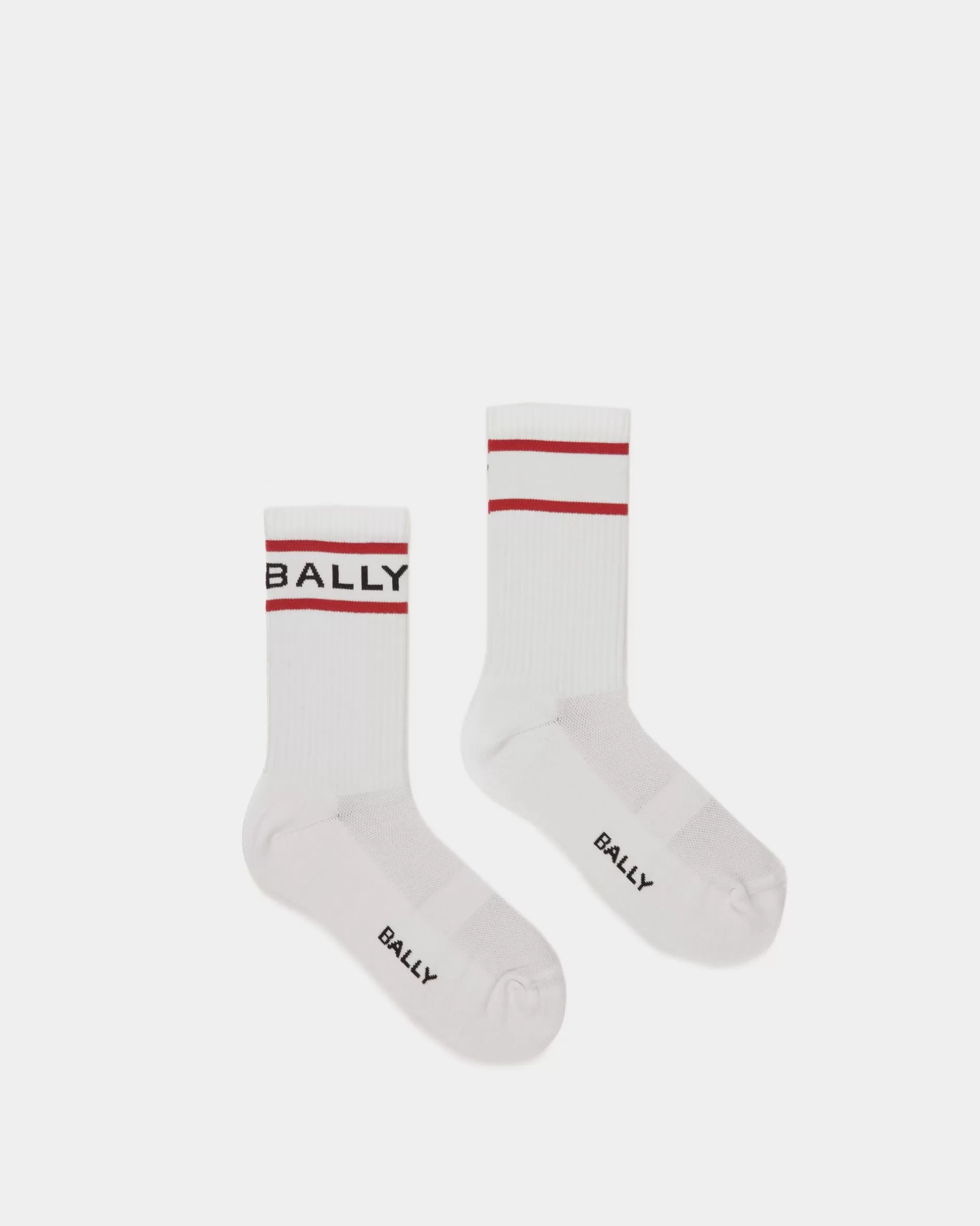 Bally Stripe Socken In und Tiefrubinrot Weiß Cheap