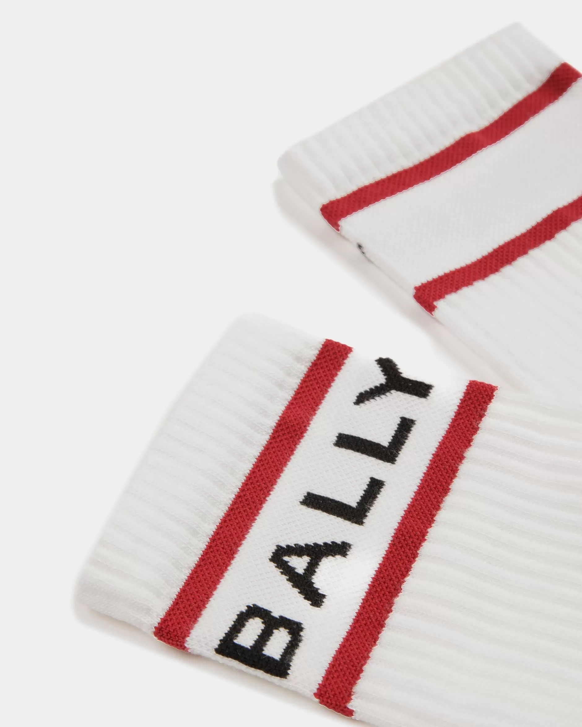 Bally Stripe Socken In und Tiefrubinrot Weiß Cheap