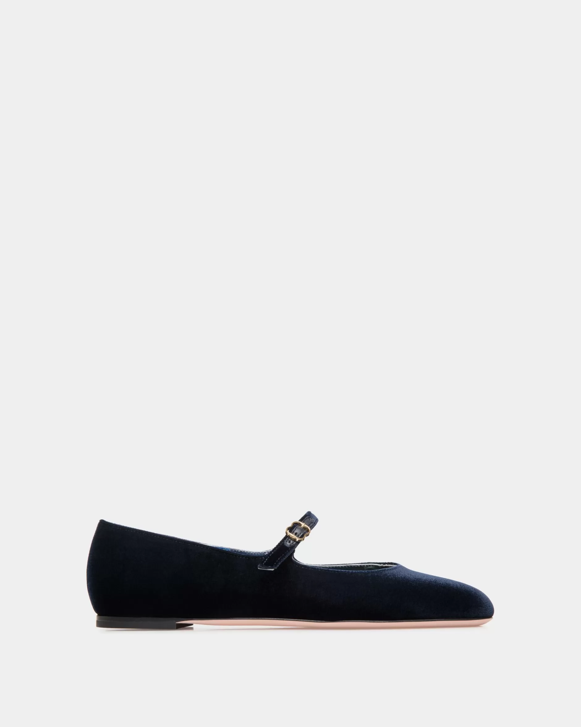 Bally rina Ballerina Aus Samt In Navy Blue Blau Sale