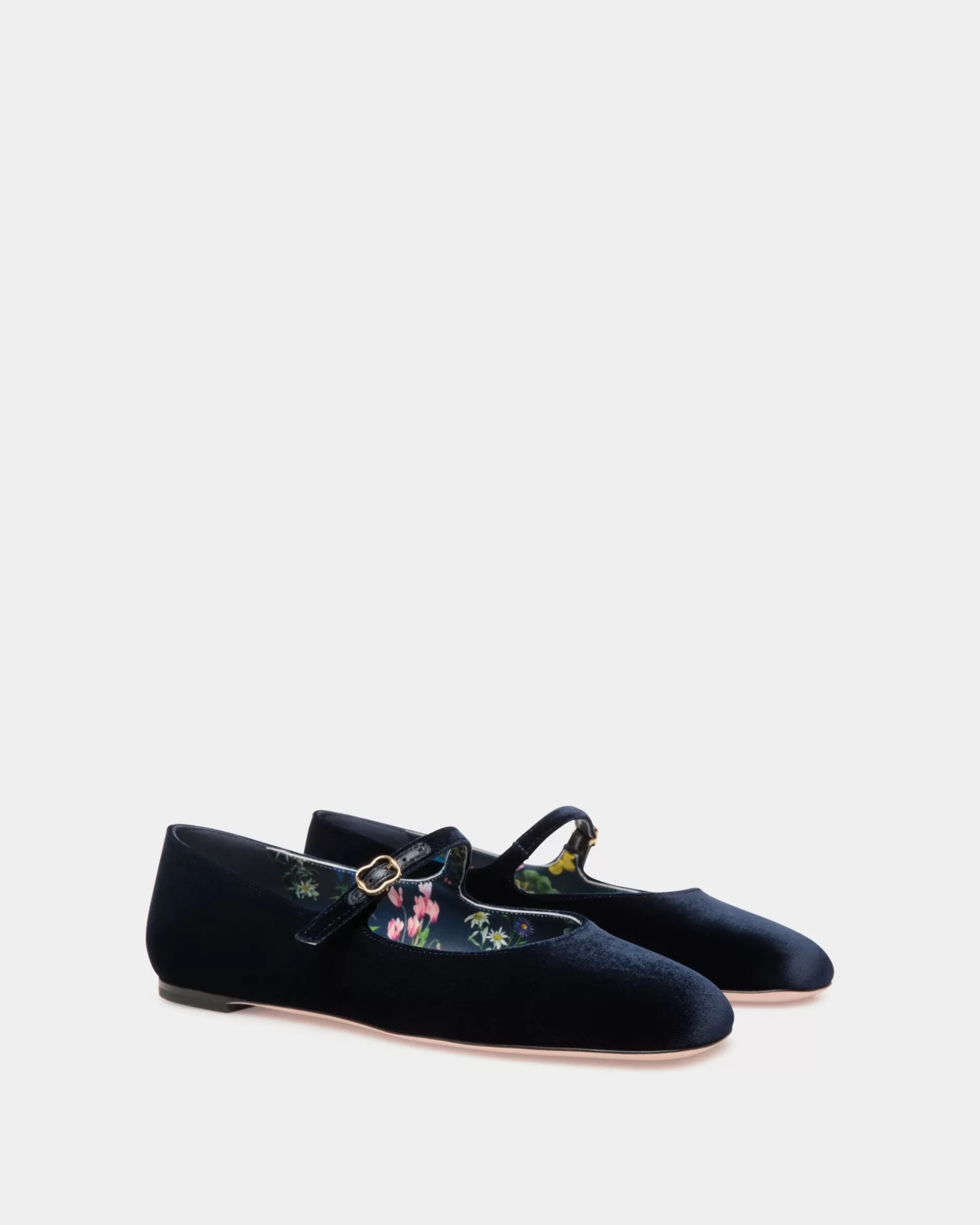 Bally rina Ballerina Aus Samt In Navy Blue Blau Sale