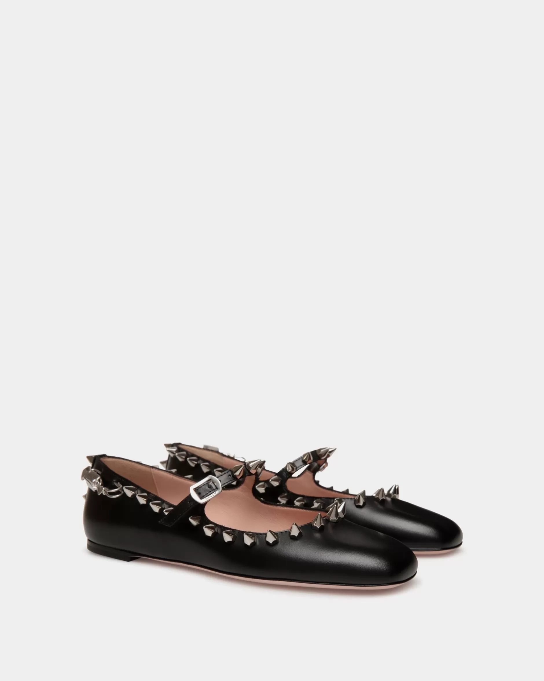 Bally rina Mary-Jane Flat In Black Leather Schwarz Outlet