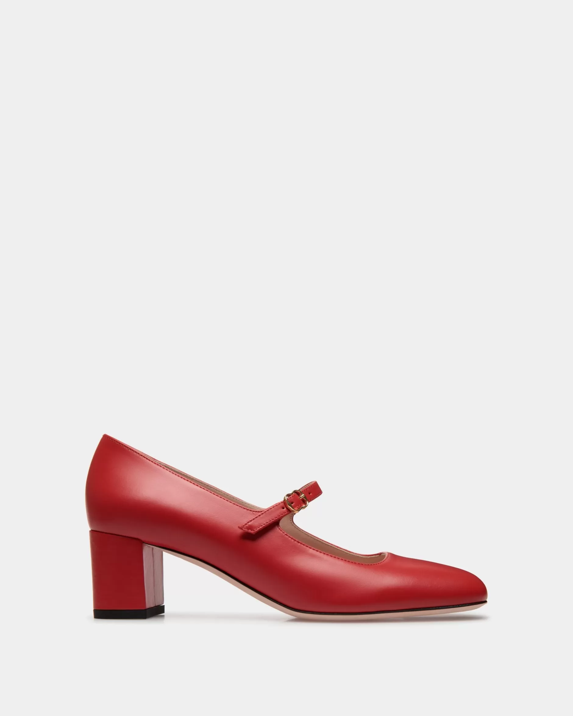 Bally rina Mary-Jane Pumps Aus Leder In Candy Red Rot New