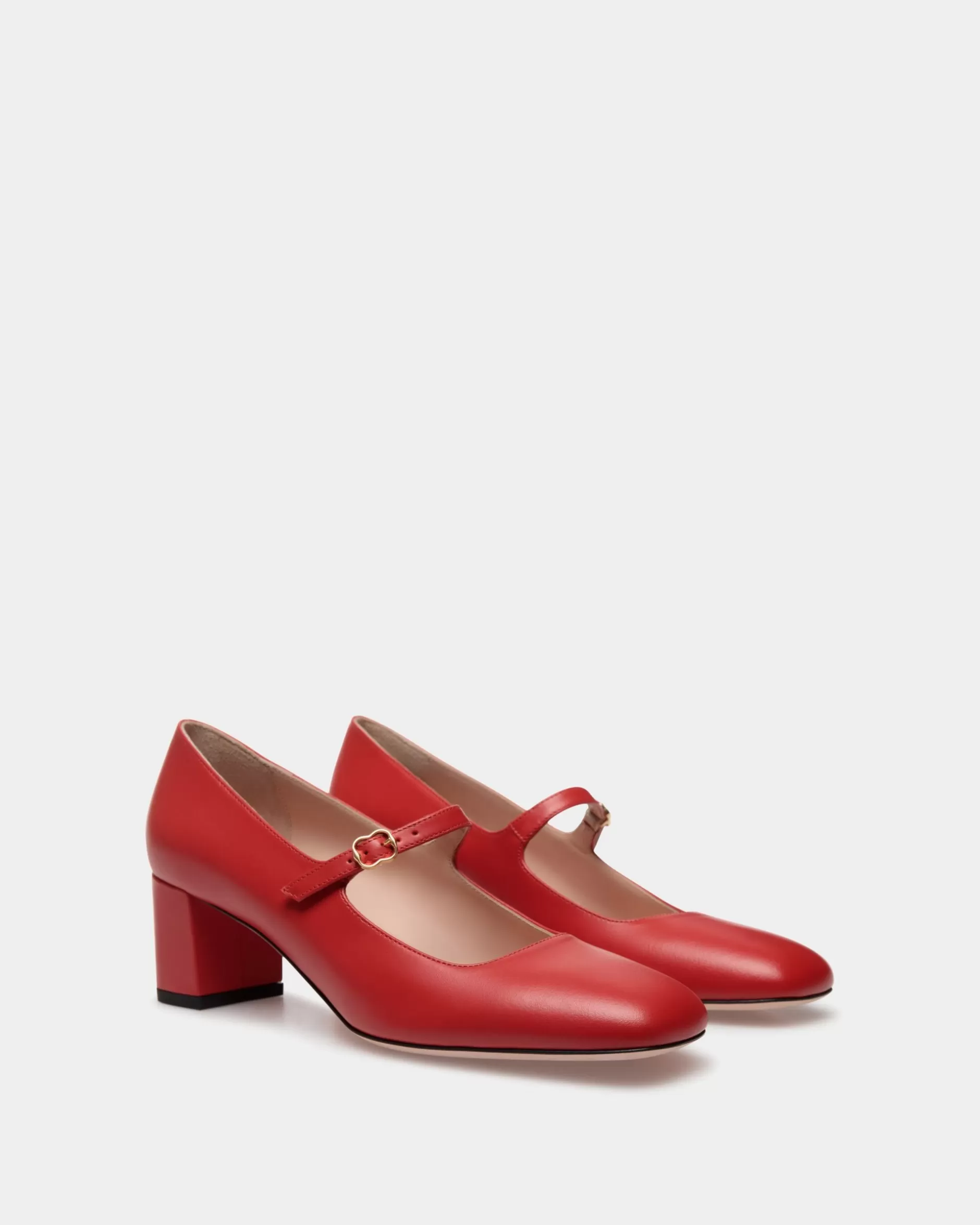 Bally rina Mary-Jane Pumps Aus Leder In Candy Red Rot New