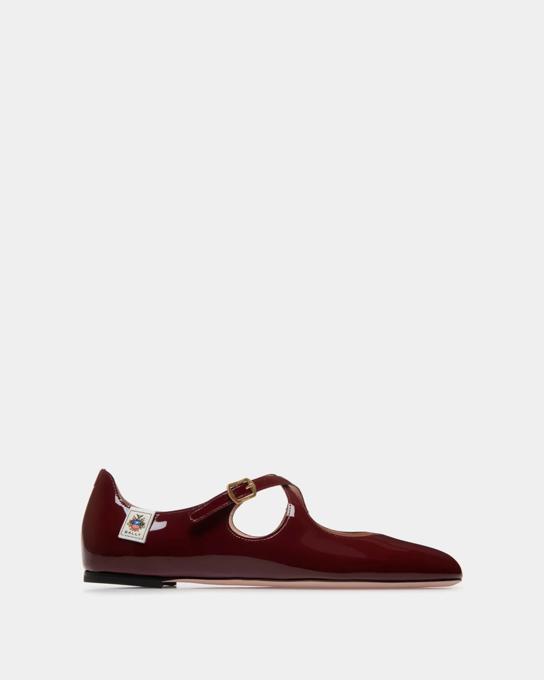 Bally rina-Flats Aus Lackleder In Andorra Bordeaux Best