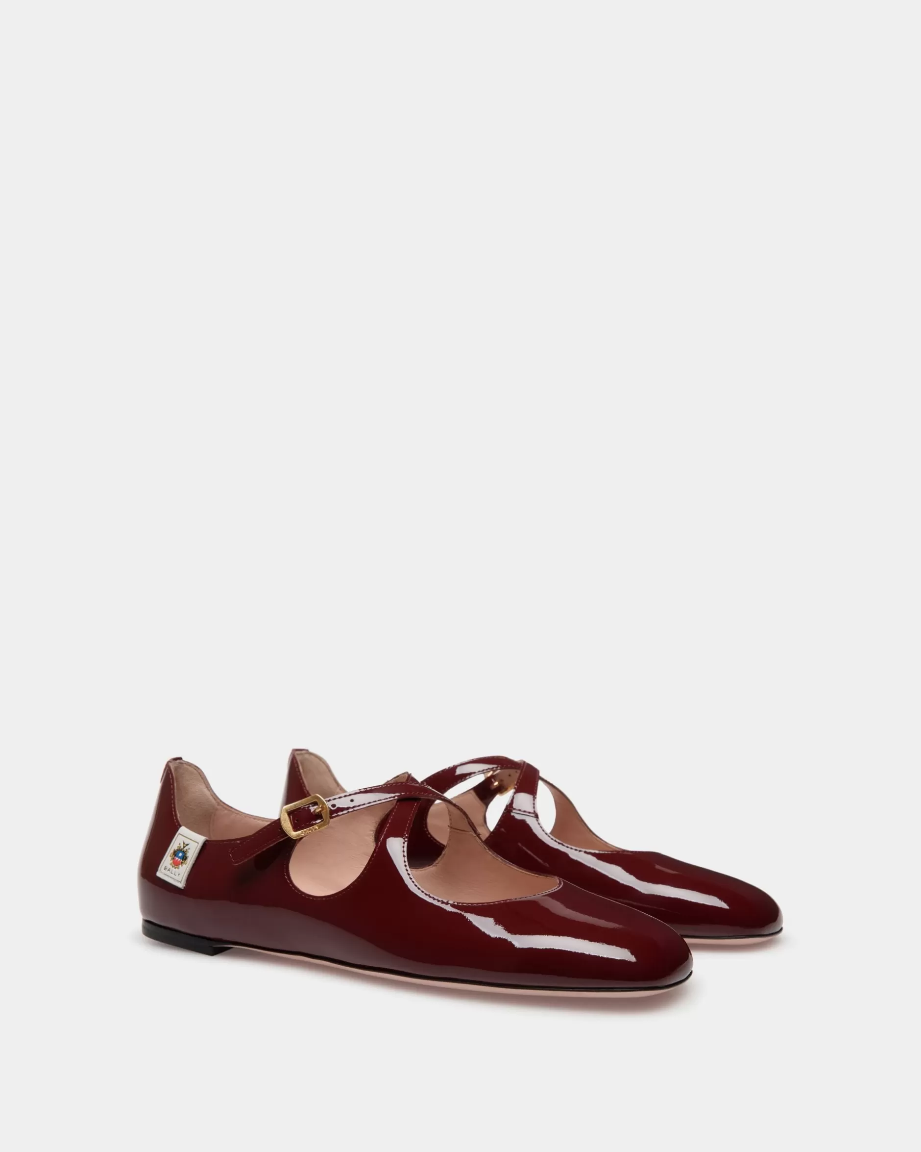 Bally rina-Flats Aus Lackleder In Andorra Bordeaux Best