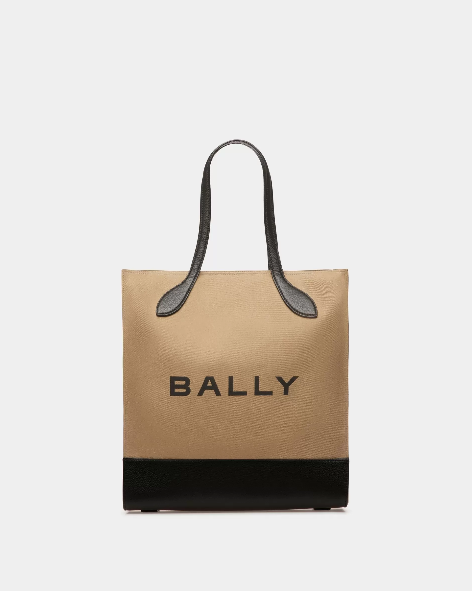 Bally Bar Tragetasche Aus Stoff in Sand und Schwarz Beige Best