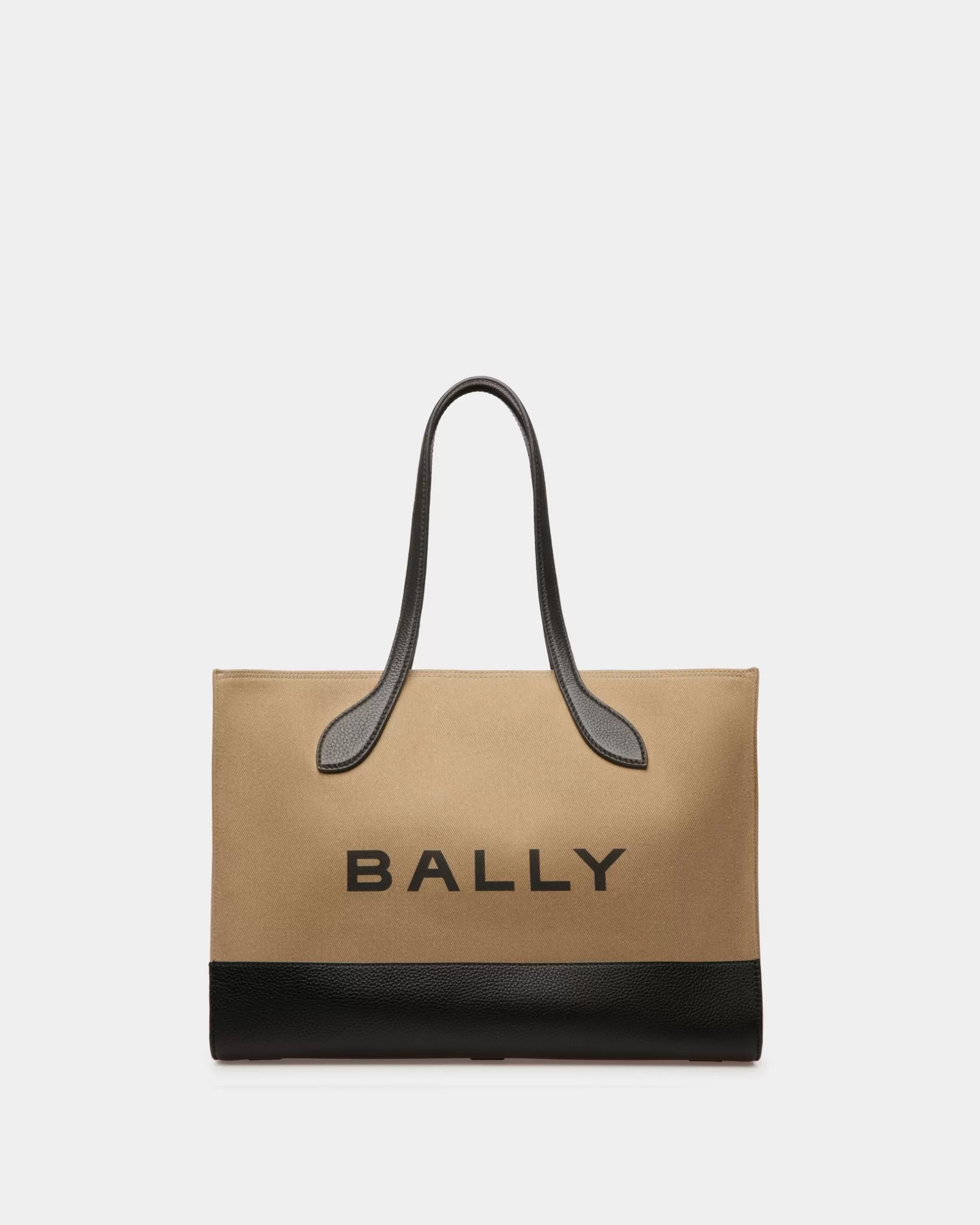 Bally Bar Tragetasche Aus Stoff in Sand und Schwarz Beige Fashion