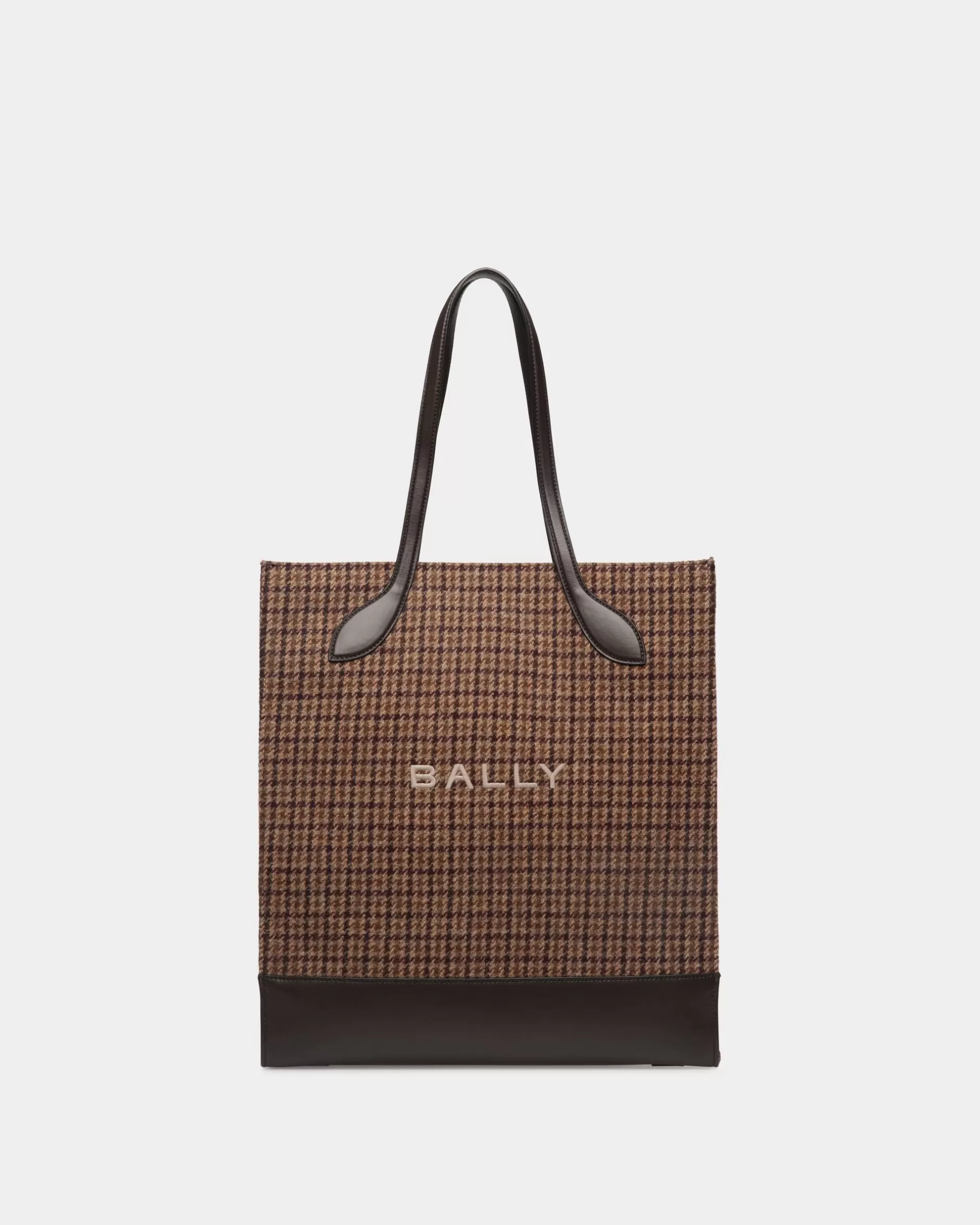Bally Bar Tragetasche Aus Wolle Und Leder Mit Karomuster In tönen Braun Discount