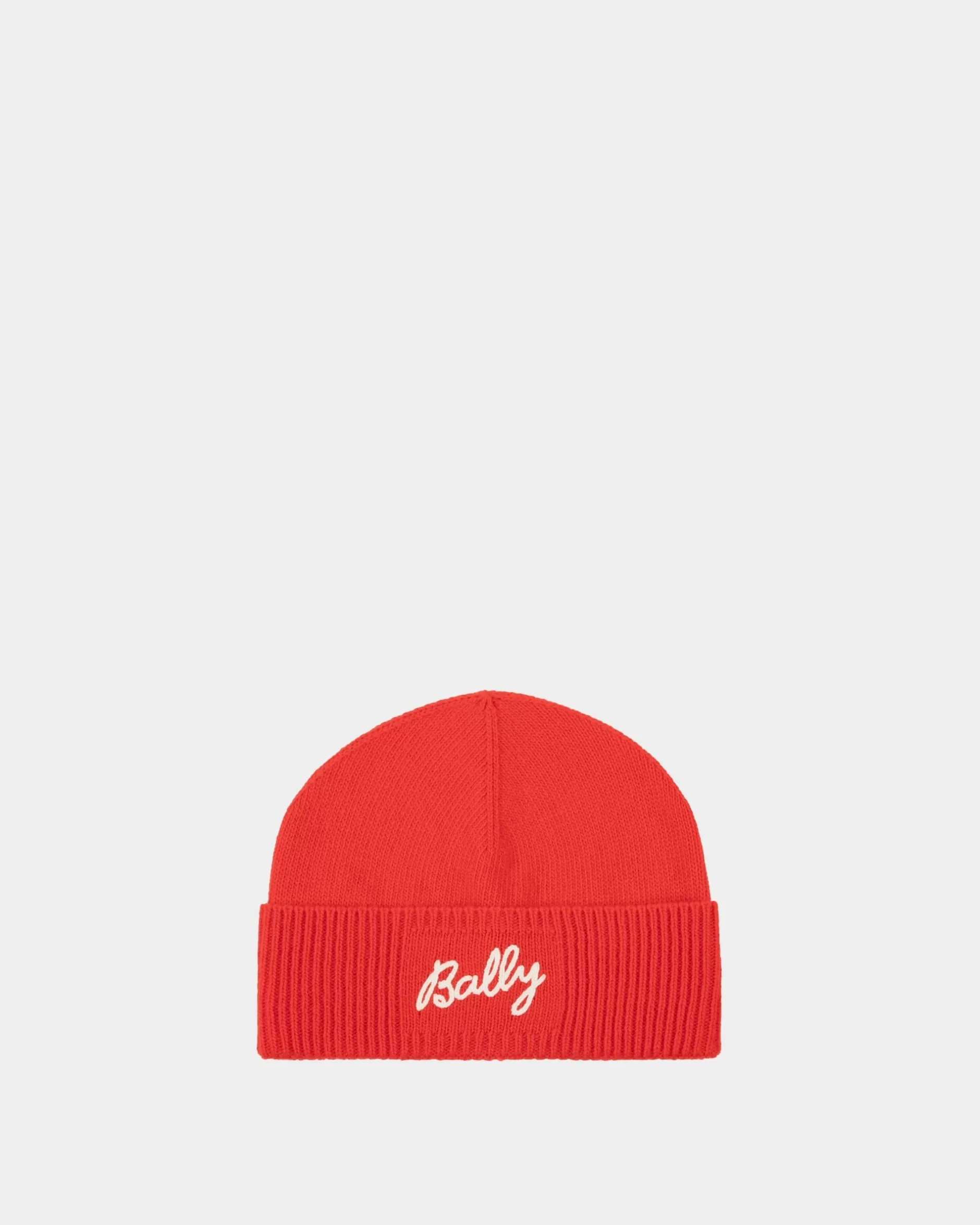 Bally Beanie Aus Wolle In Candy Red Mit Logo Rot Outlet