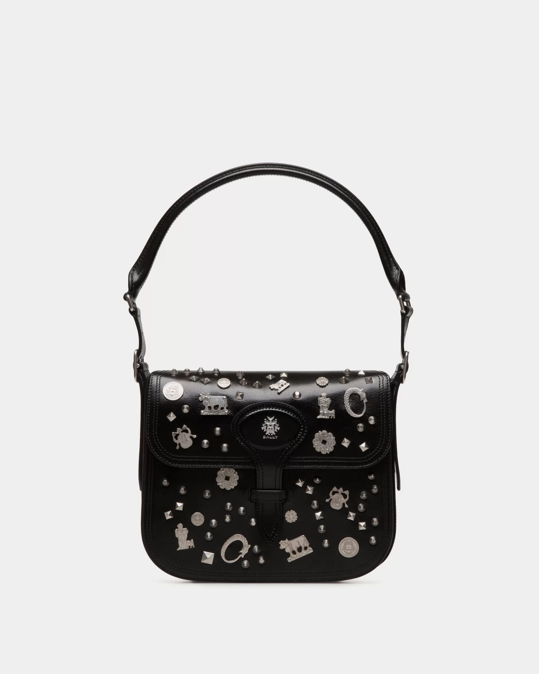 Bally Beckett Crossbody Bag In Black Leather with Studs Schwarz Cheap