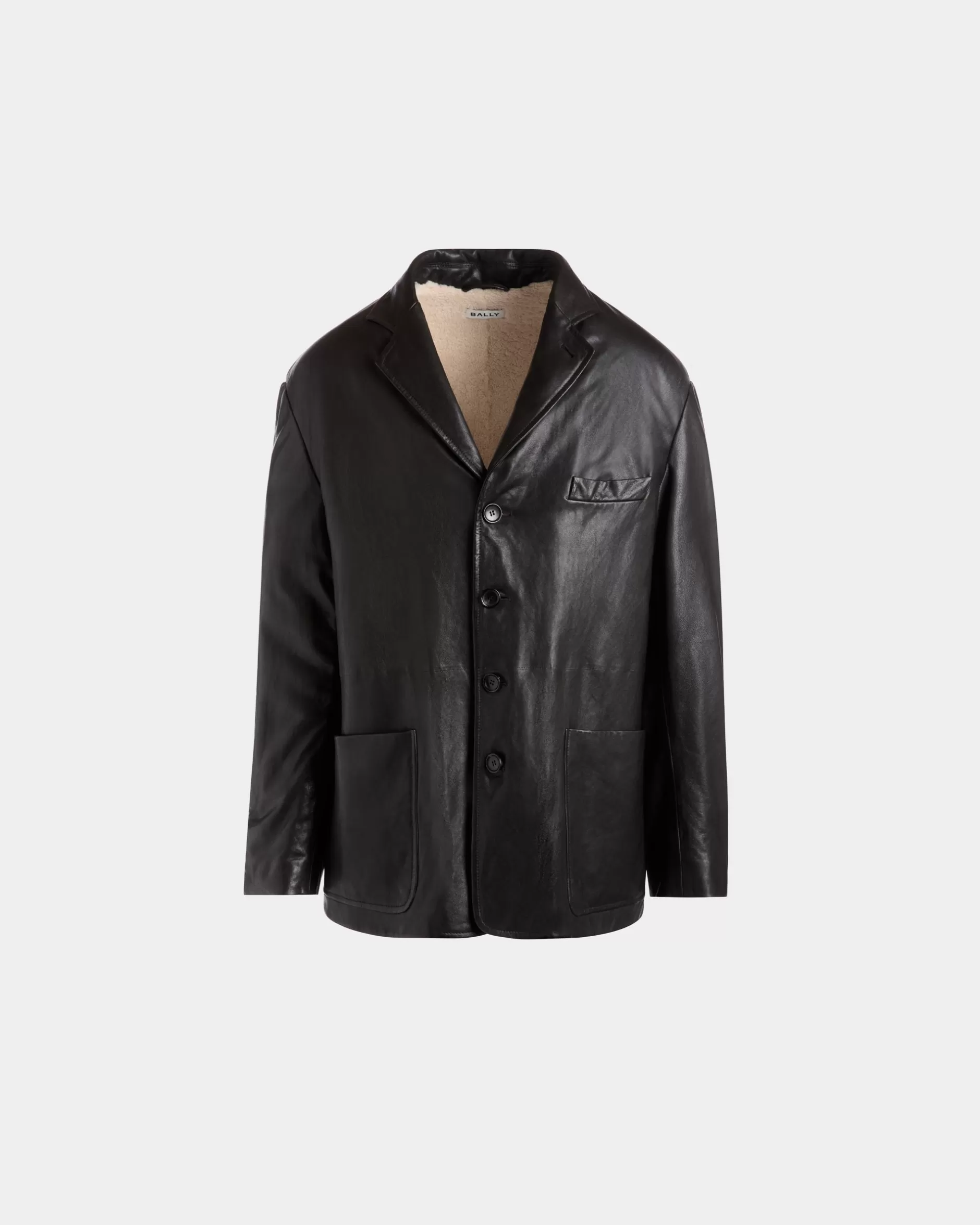 Bally Blazer Aus em Leder Mit Shearling-Futter Schwarz Clearance