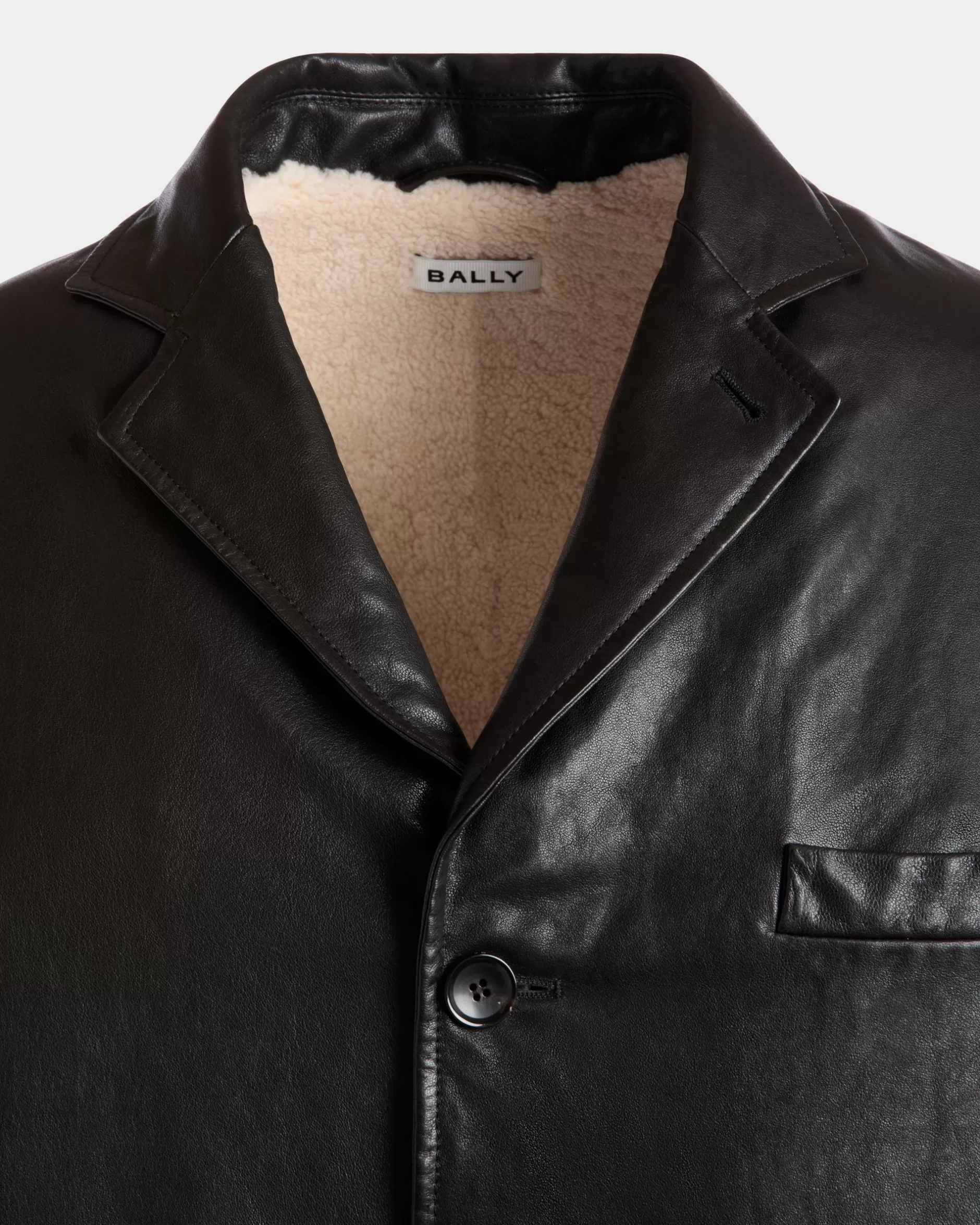 Bally Blazer Aus em Leder Mit Shearling-Futter Schwarz Clearance