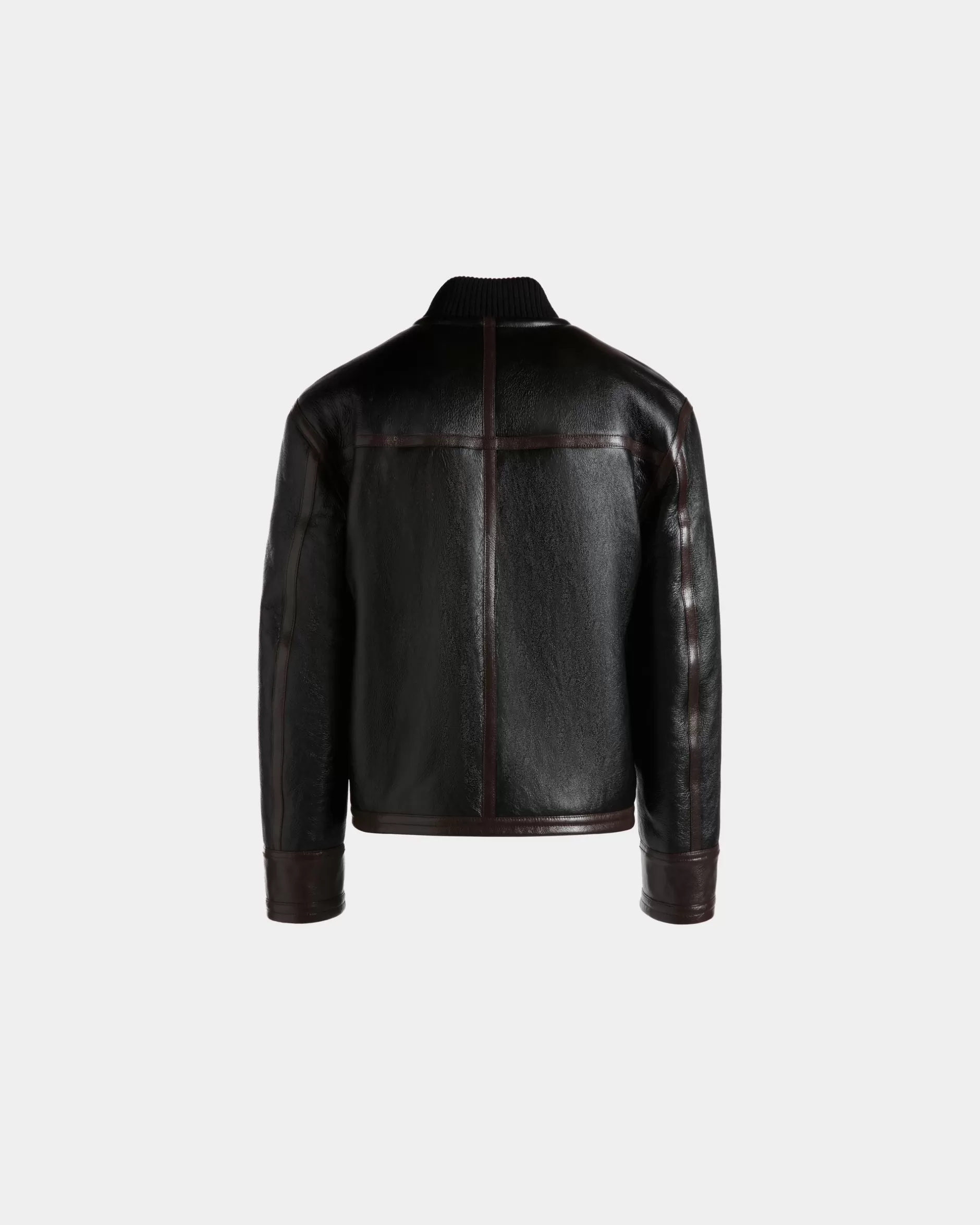 Bally Bomberjacke Aus em Leder Mit Shearling-Futter Schwarz Flash Sale