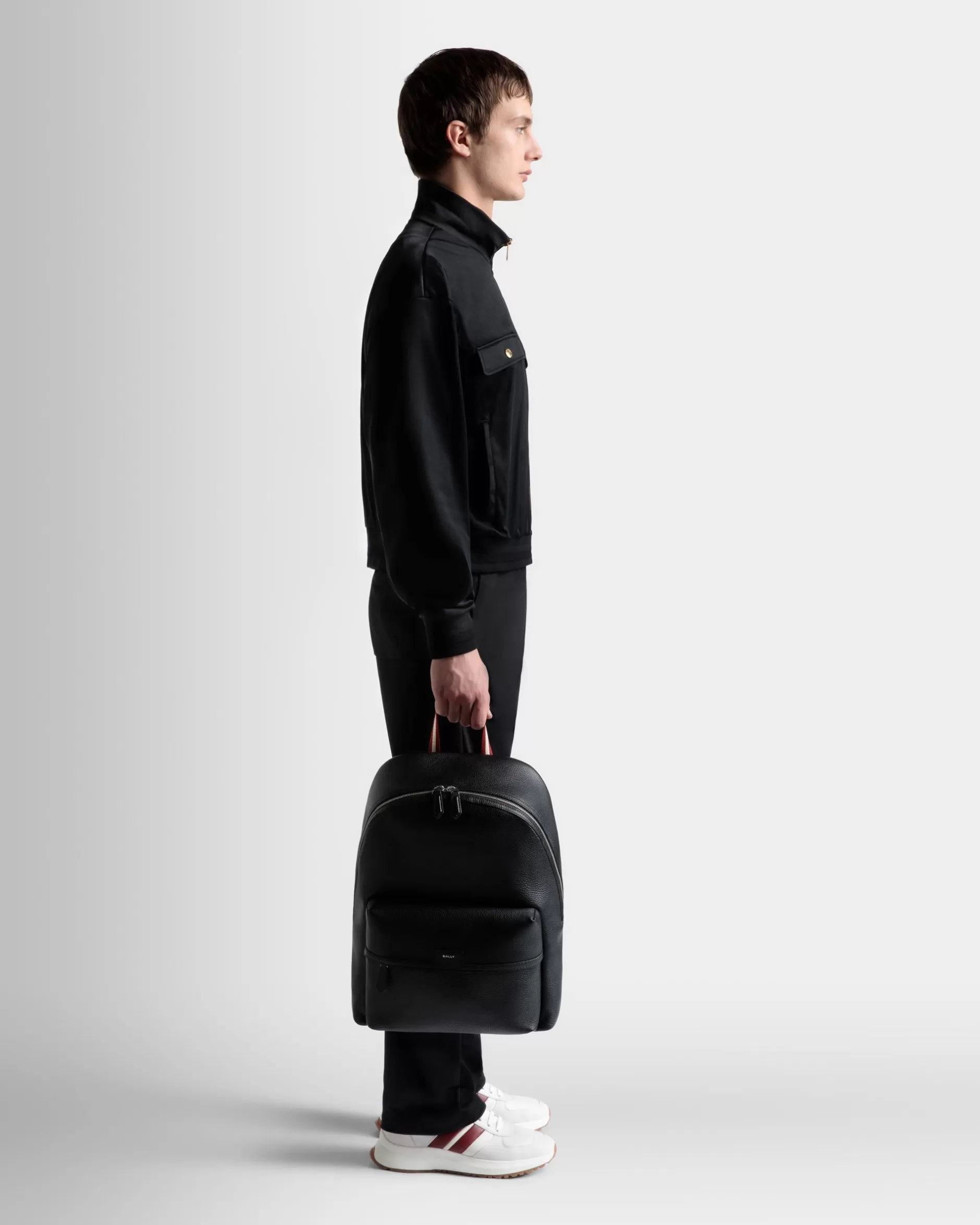 Bally Code Rucksack Aus Genarbtem Leder In Schwarz Flash Sale