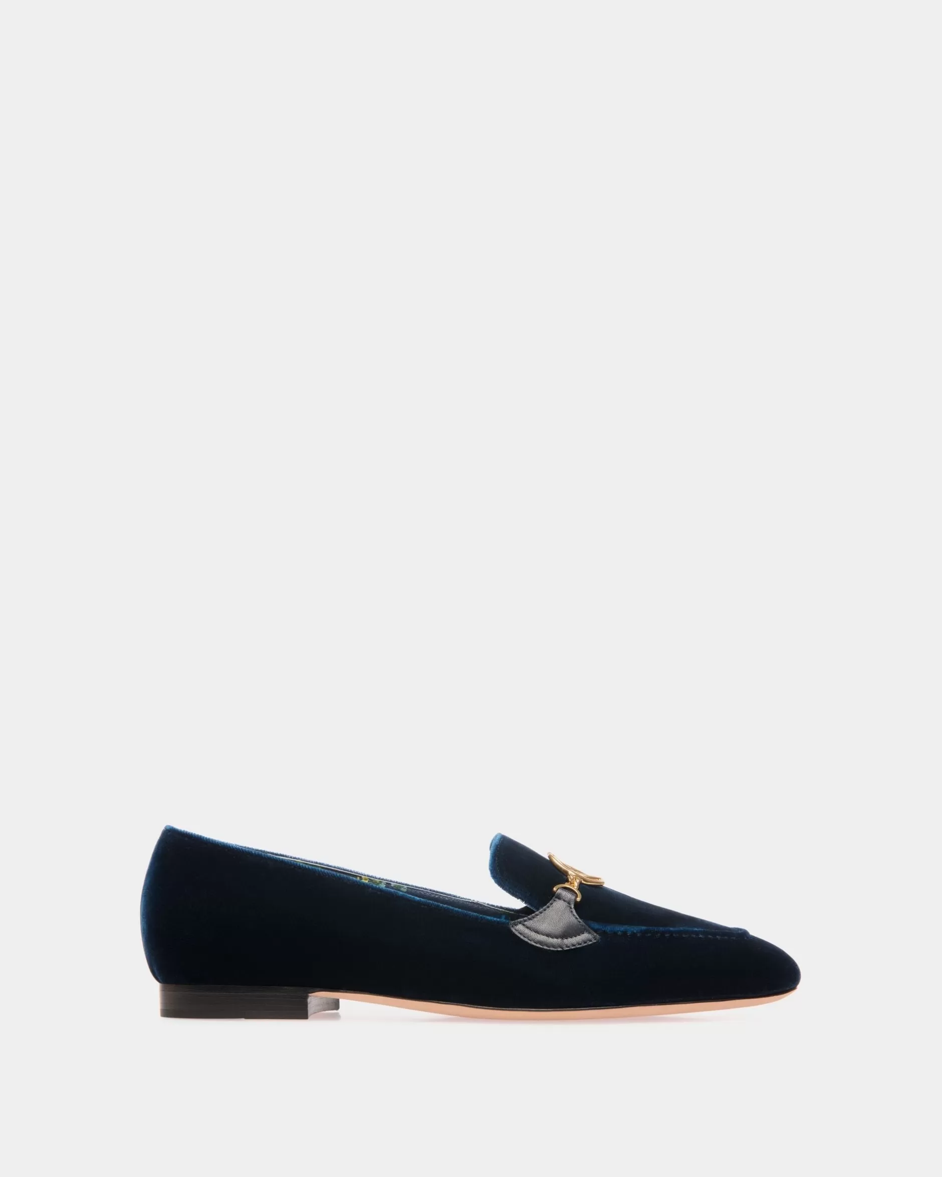 Bally Daily Emblem Loafer Aus Samt In Navy Blue Blau Best