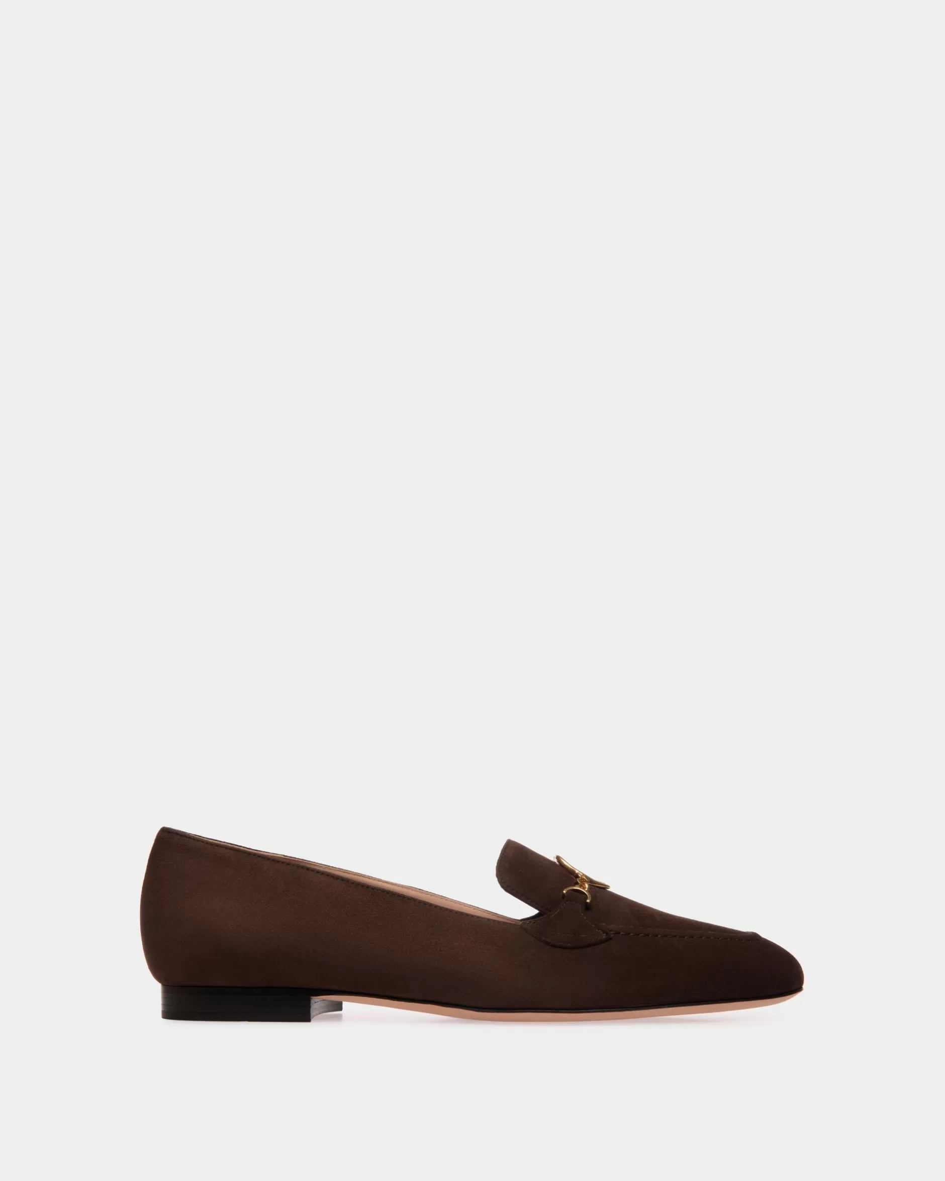 Bally Daily Emblem Loafer In Veloursleder In Ebenholz Braun Cheap