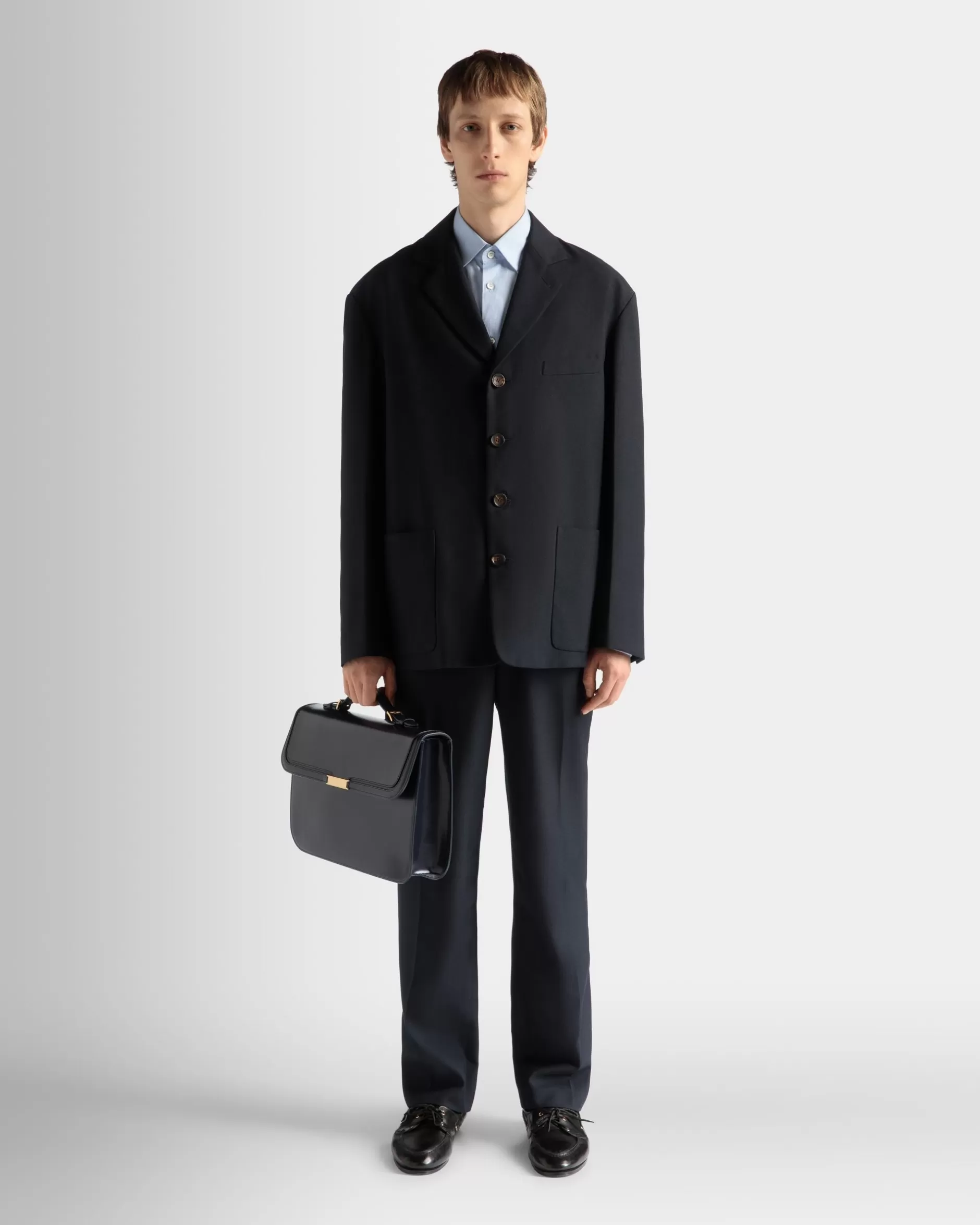 Bally Deco Aktentasche Aus Gebürstetem Leder In Navy Blue Blau Online