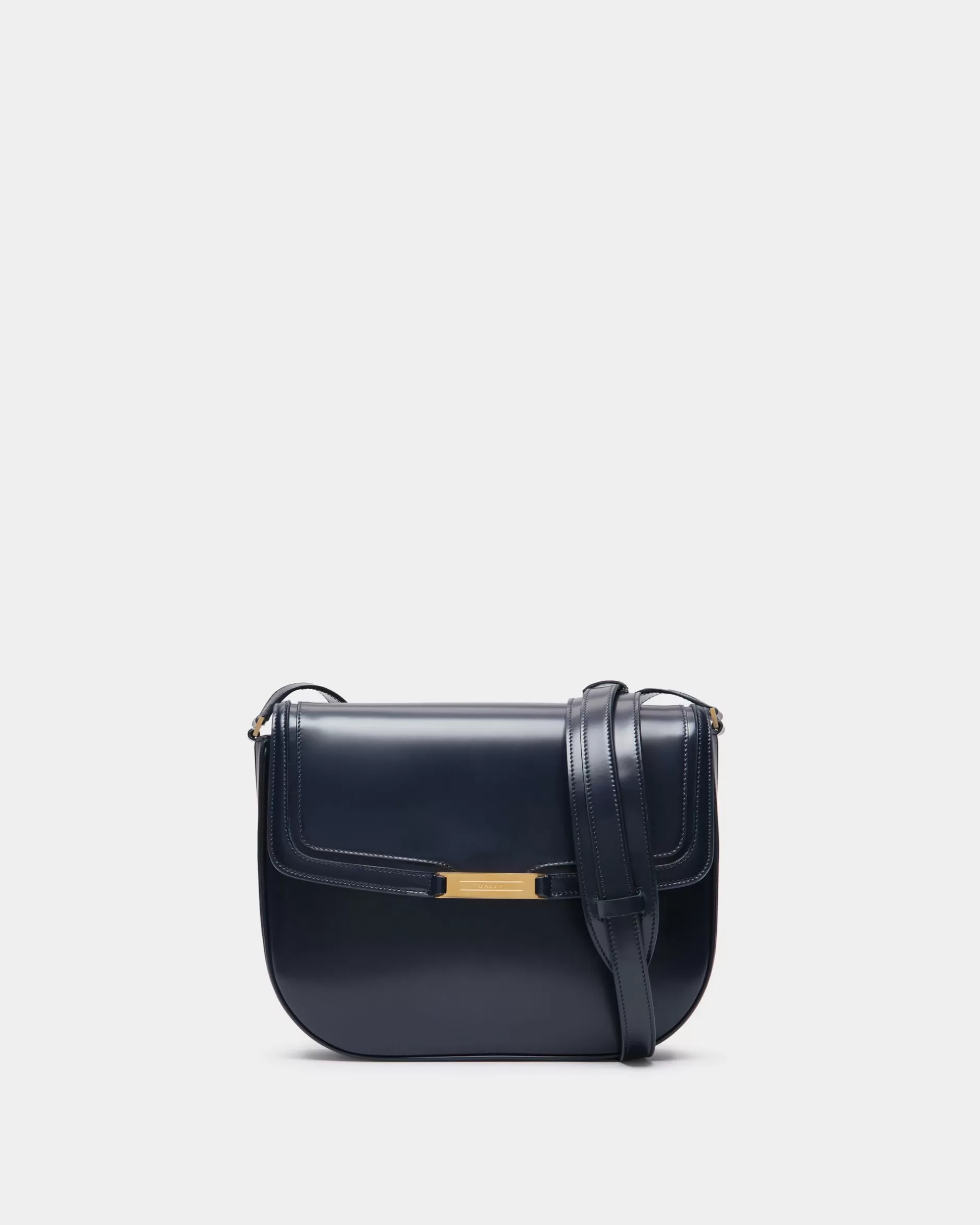 Bally Deco Umhängetasche Aus Gebürstetem Leder In Navy Blue Blau Hot