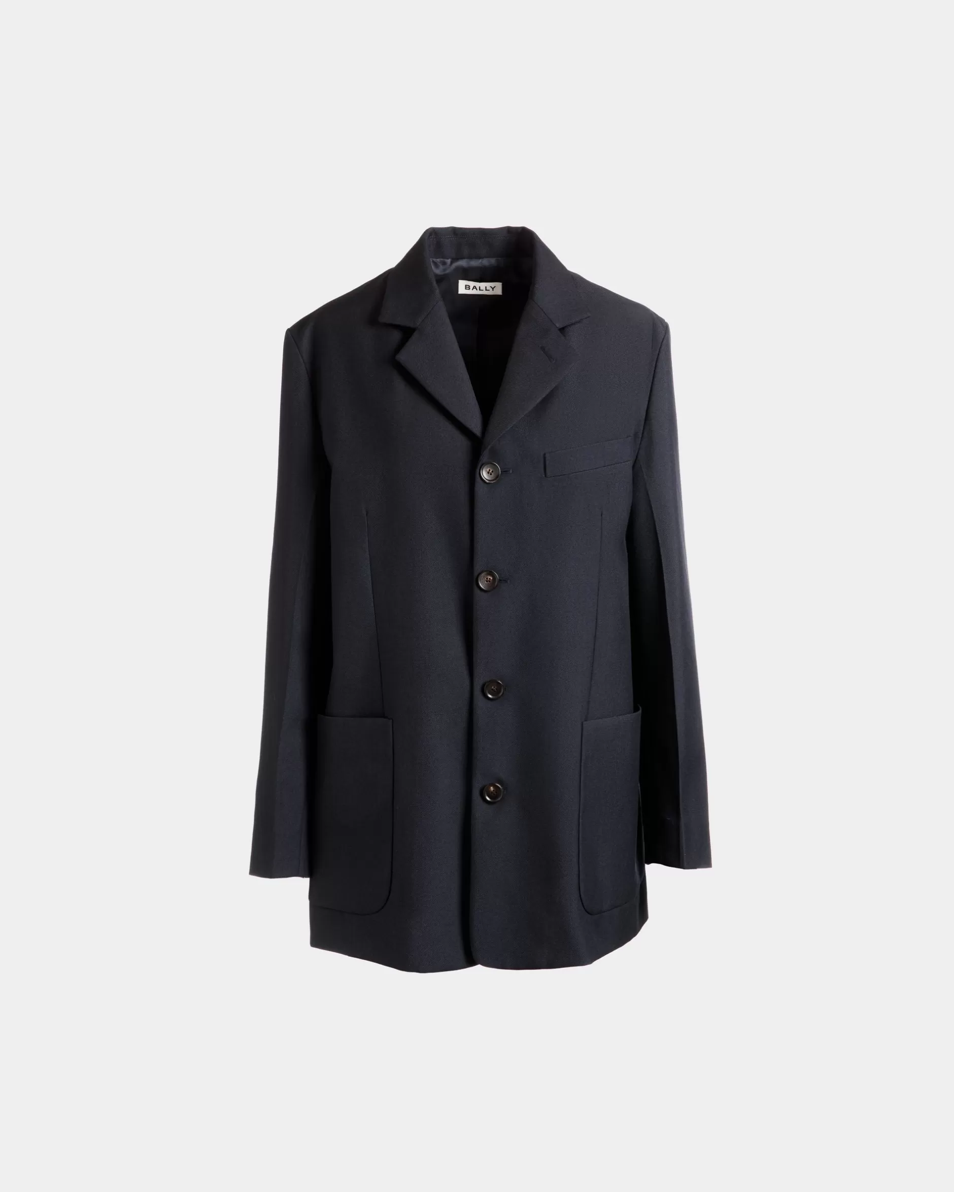 Bally Einreihige Jacke Aus Einer Wollmischung In Navy Blue Blau Cheap