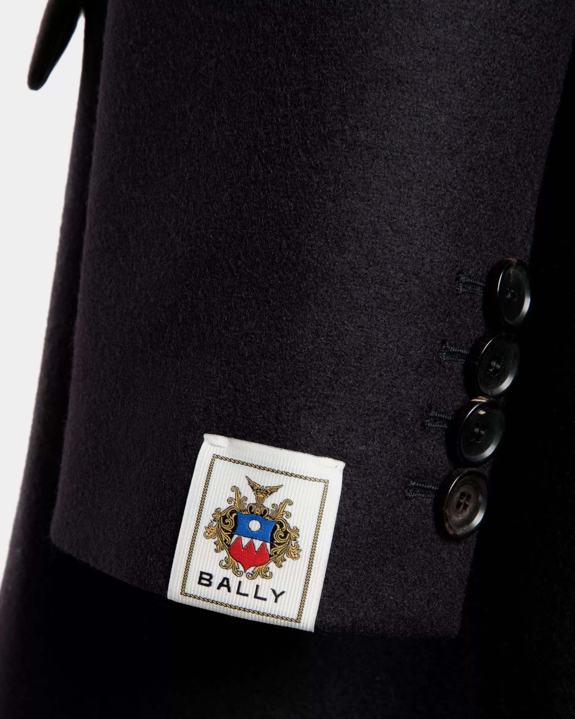 Bally Einreihiger Midi-Mantel Aus Einer Wollmischung In Navy Blue Blau Store