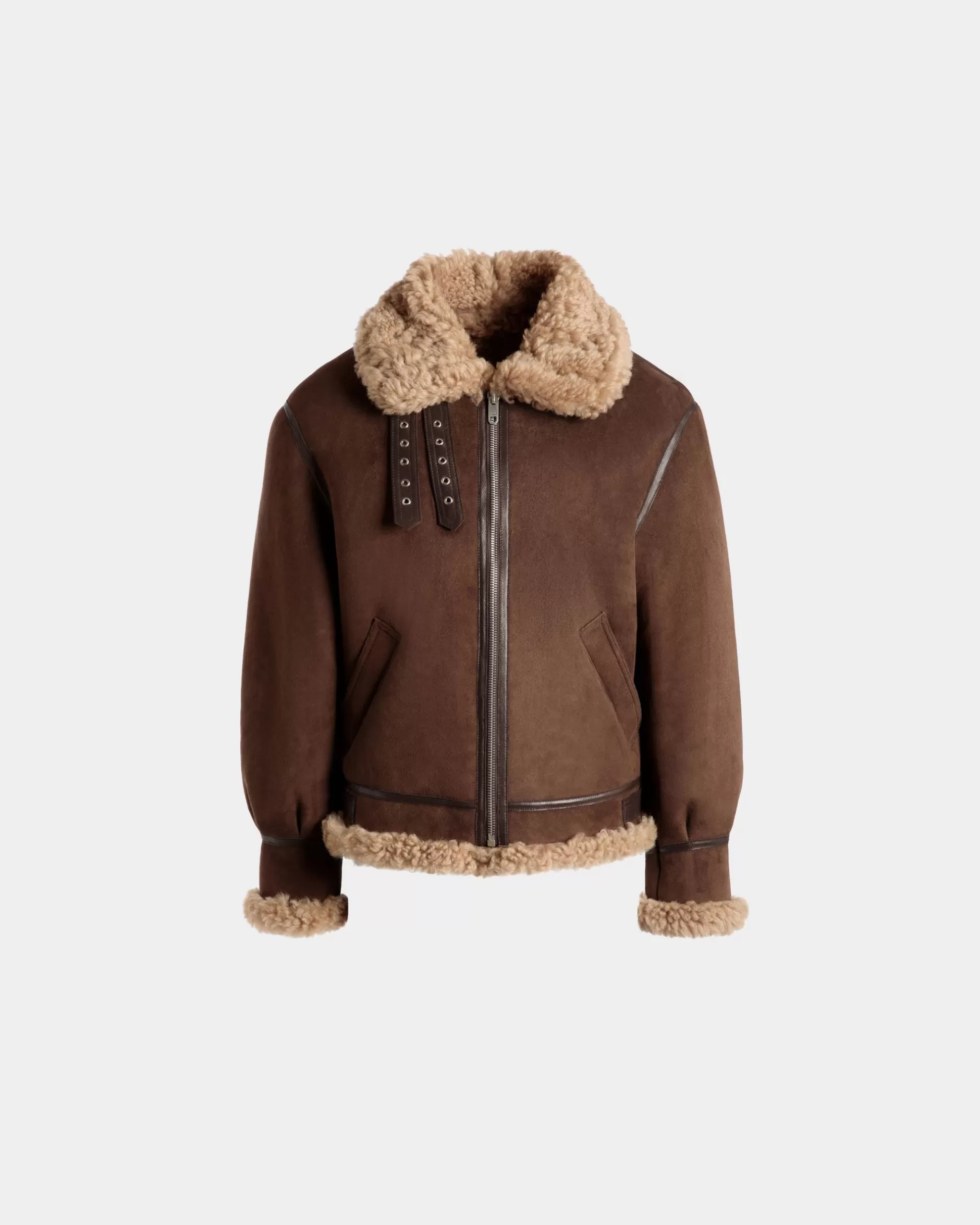 Bally Fliegerjacke Aus Lammfell In Und Beige Braun Sale