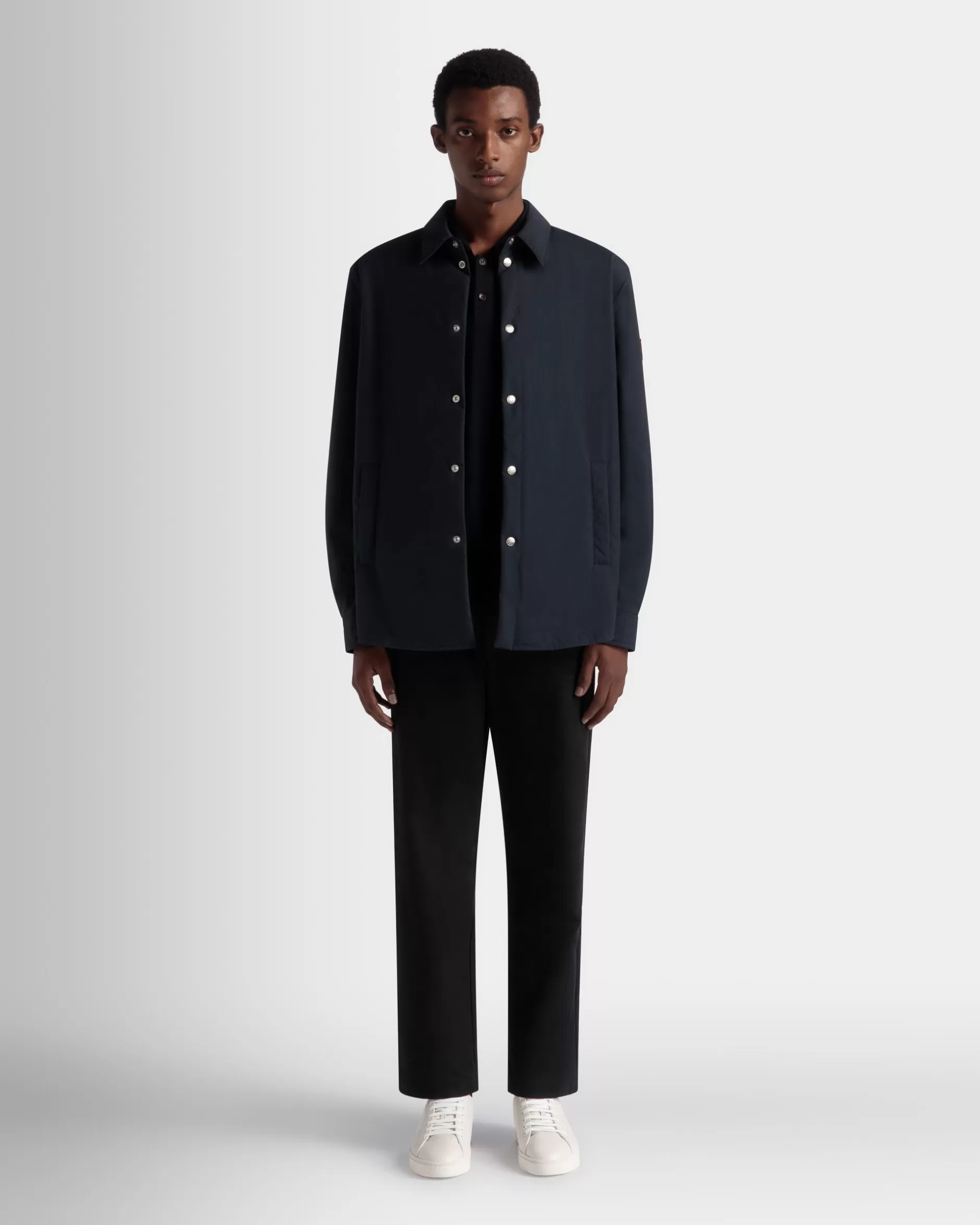 Bally Gefütterte Hemdjacke Aus Nylon In Navy Blue Blau Best