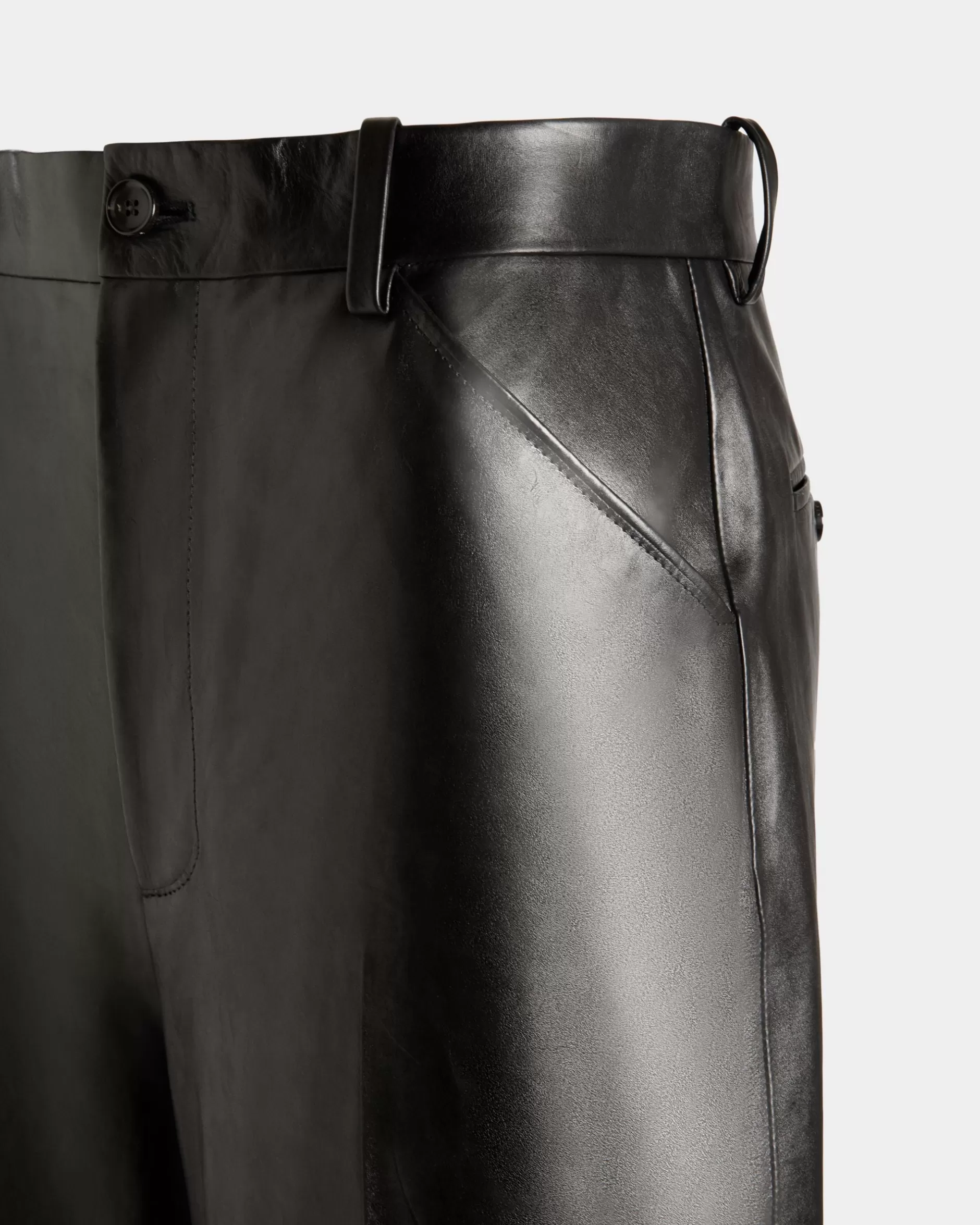 Bally Hose Mit Hohem Bund Aus em Leder Schwarz Clearance