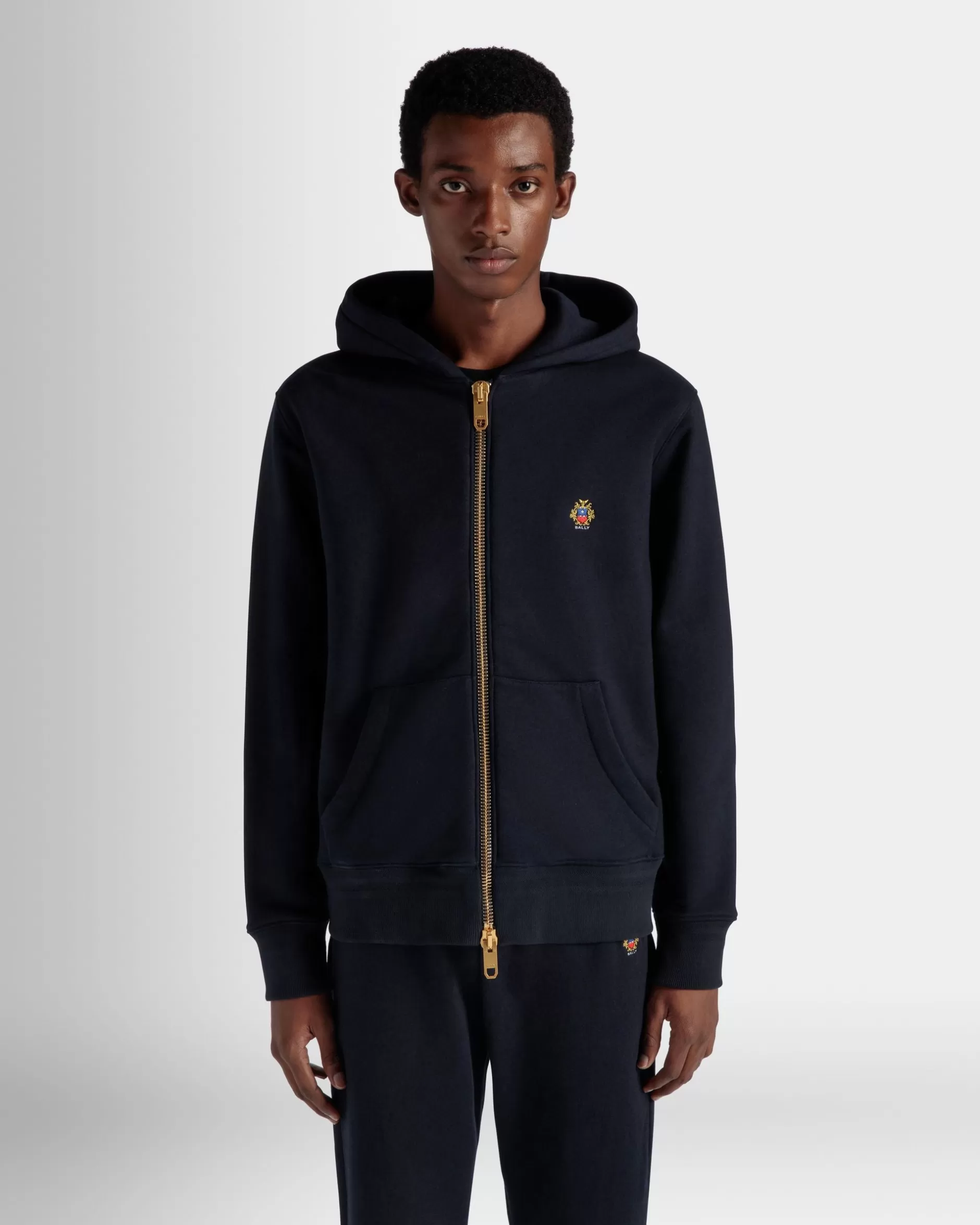 Bally Kapuzenpullover Aus Kaschmirgemisch In Navy Blue Aus Der Adrien Brody Travel-Kollektion Blau Flash Sale