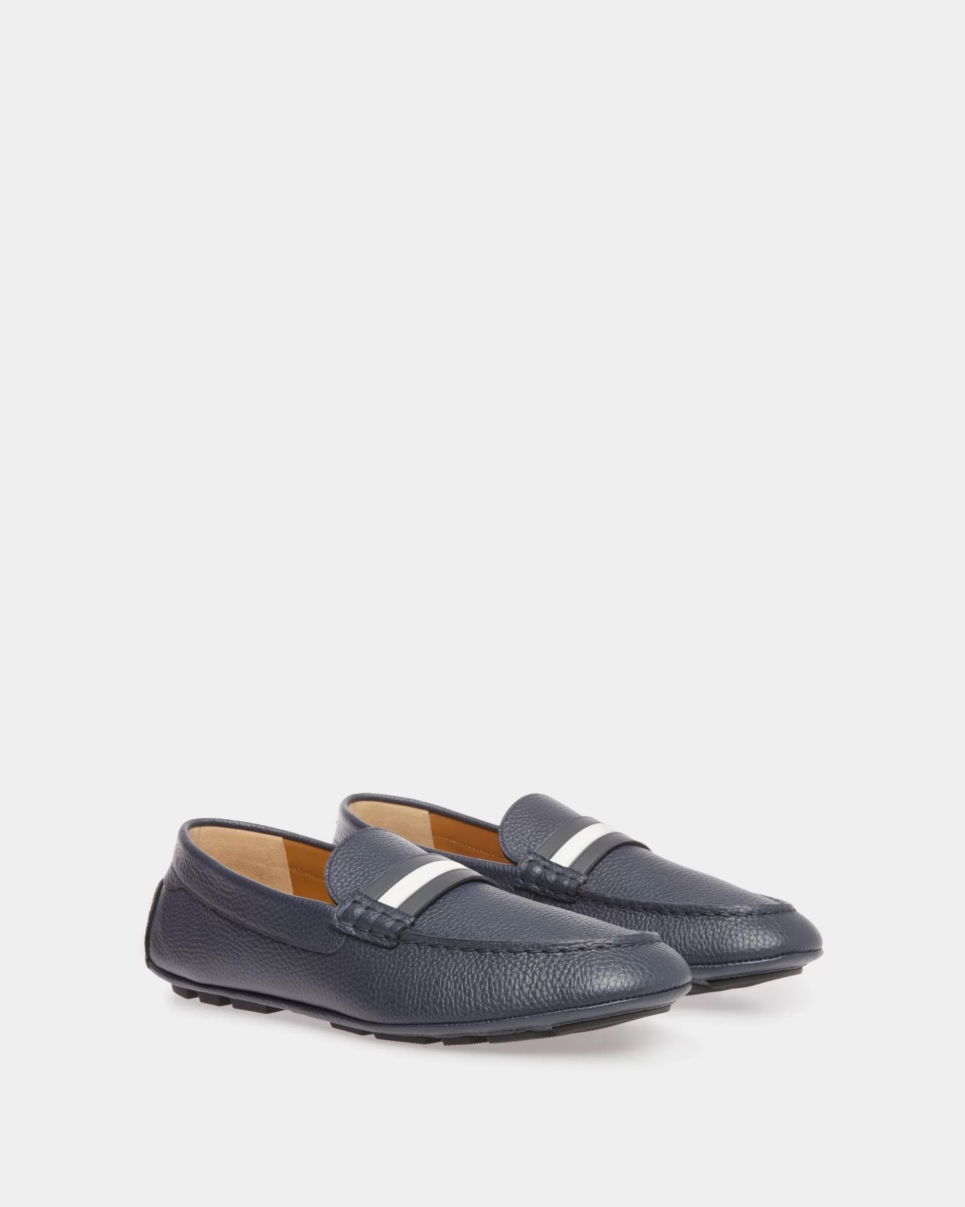 Bally Kerbs Driver Aus Mitternachtsem Leder Blau Outlet