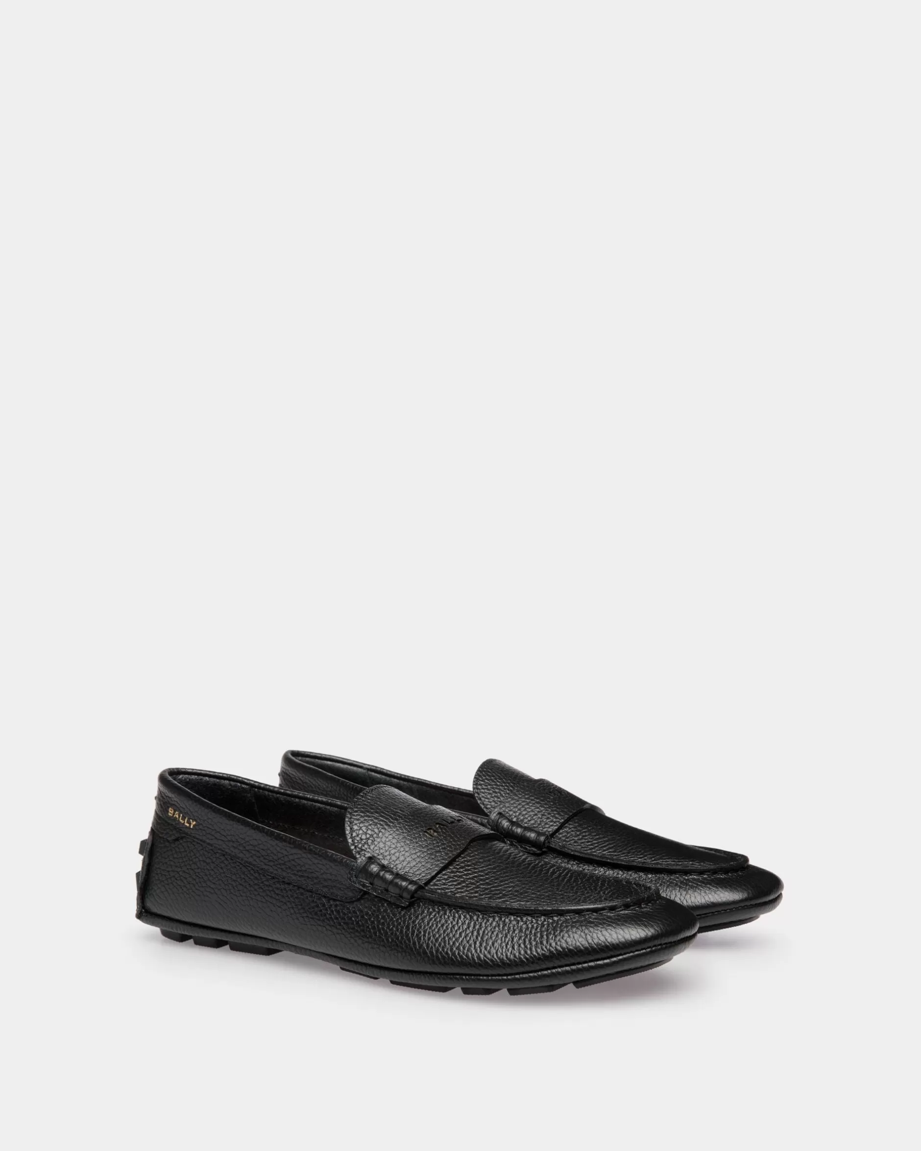 Bally Kerbs Driver-Schuh Aus Genarbtem Leder In Schwarz Cheap