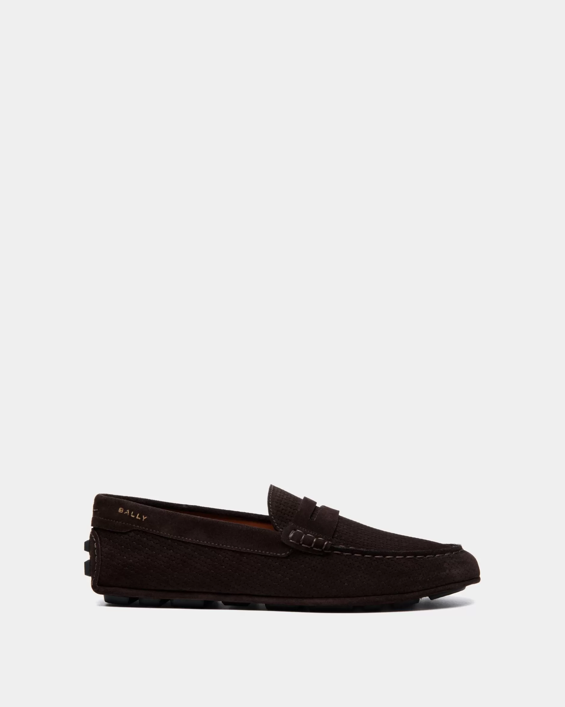 Bally Kerbs Driver-Schuh Aus Geprägtem Veloursleder Braun Best Sale