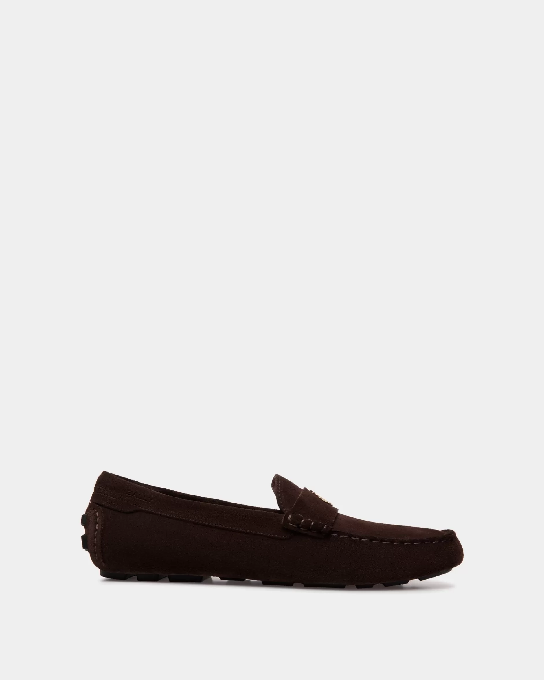 Bally Kerbs Driver-Schuh Aus Veloursleder In Ebenholzschwarz Braun Flash Sale