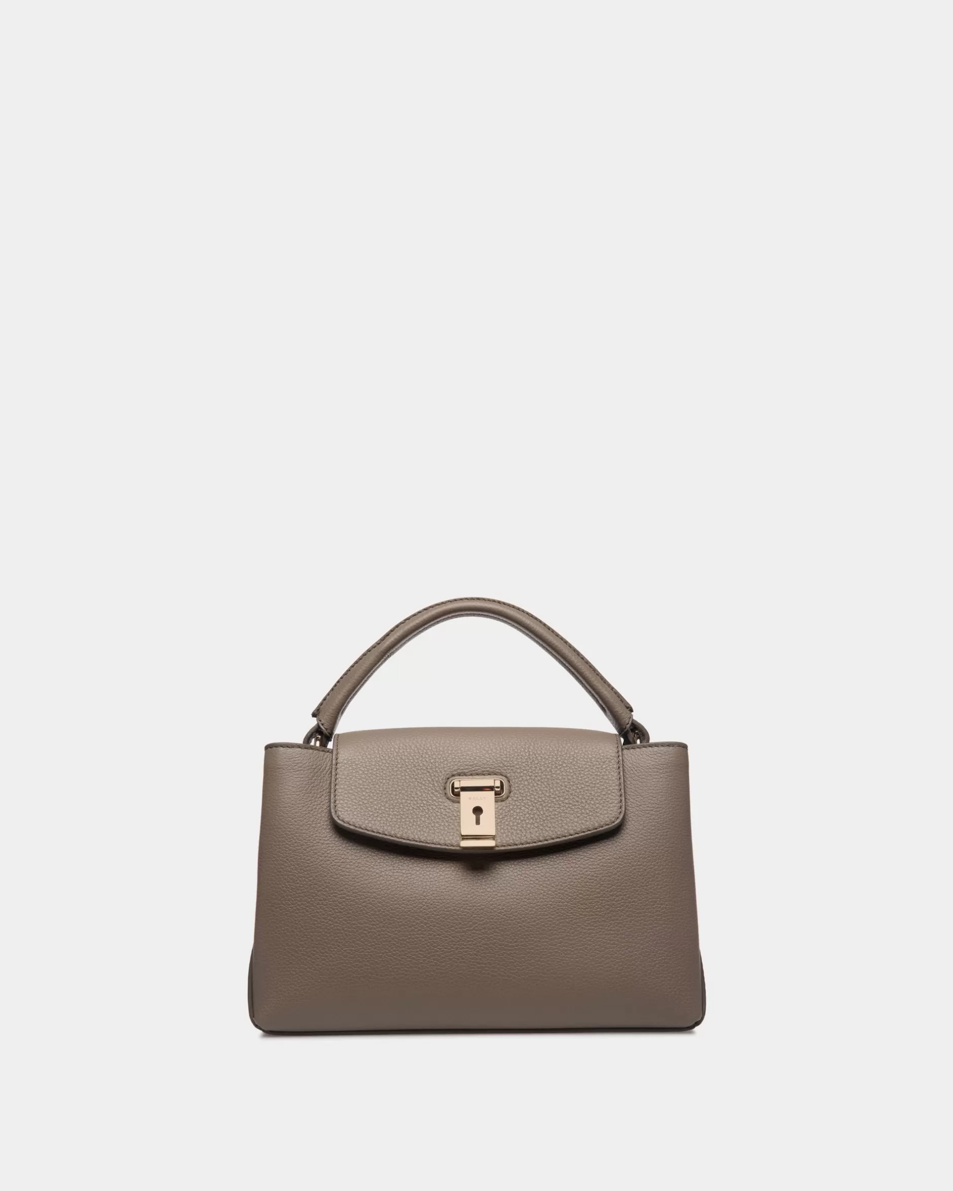 Bally Kleine Lock Me Henkeltasche Aus Genarbtem Leder In Taupe Braun Best Sale