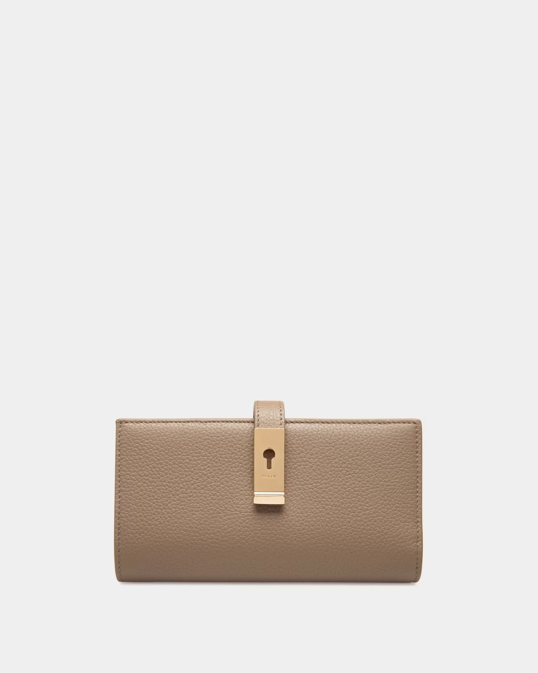 Bally Lange Lock Me Geldbörse Aus Genarbtem Leder In Taupe Braun Cheap