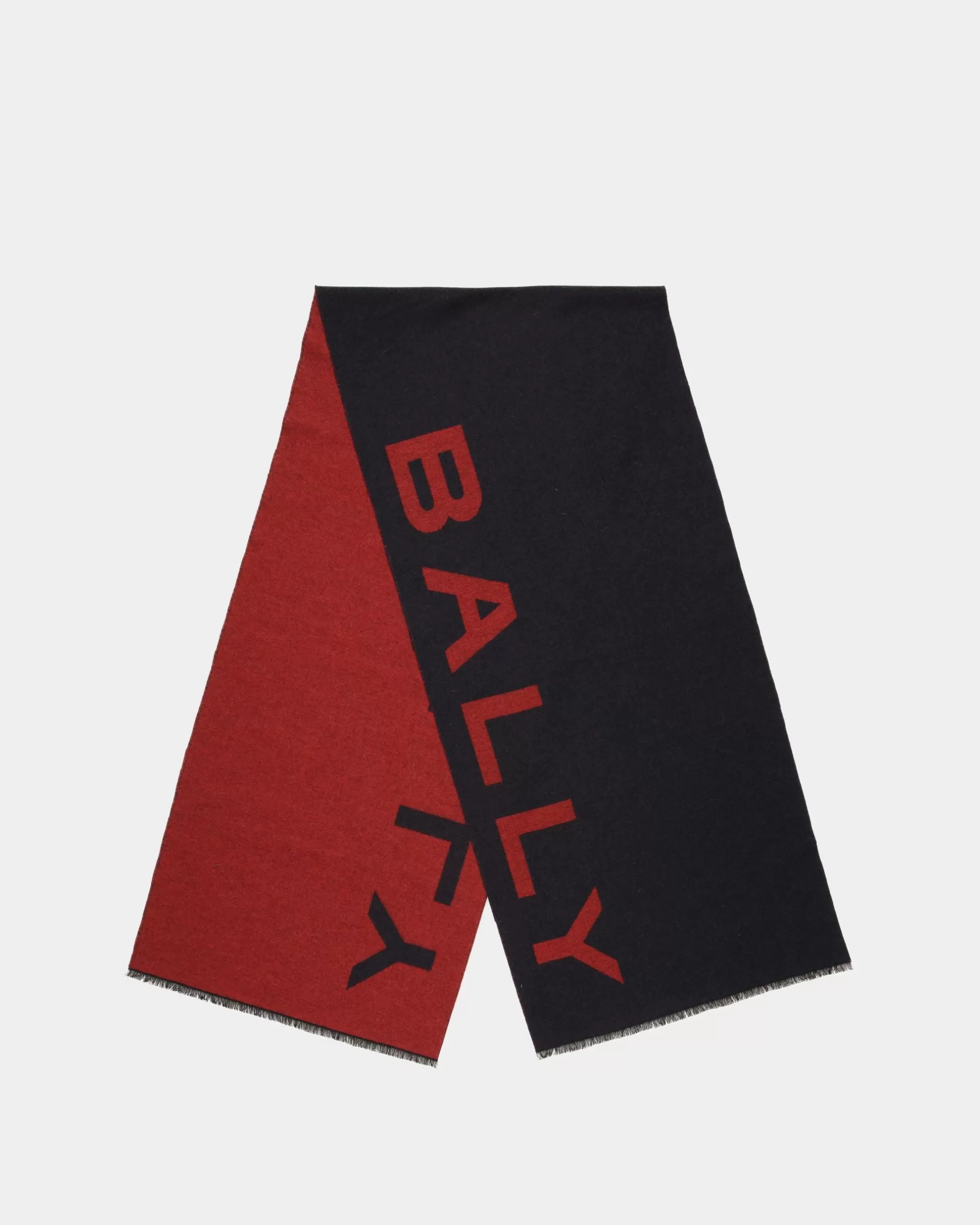 Bally Logo Schal Aus Stoff in Tiefrubinrot und Mitternachtsblau Schwarz Online