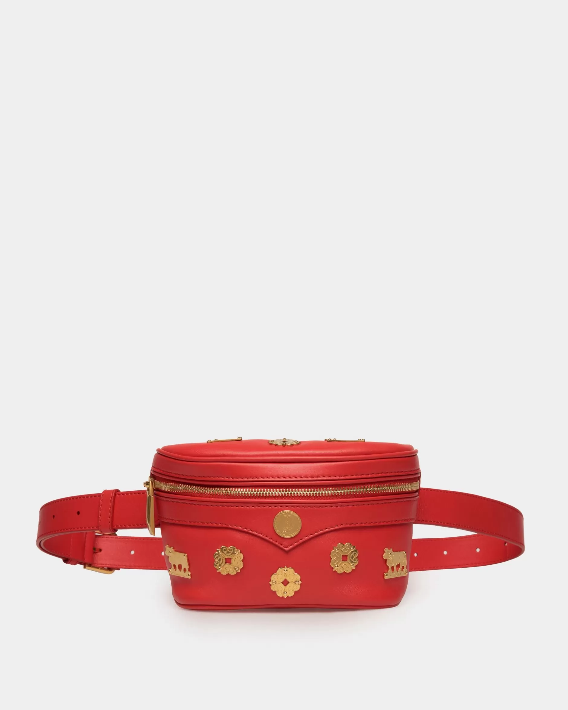 Bally Mountain Gürteltasche Aus em Leder Rot Fashion