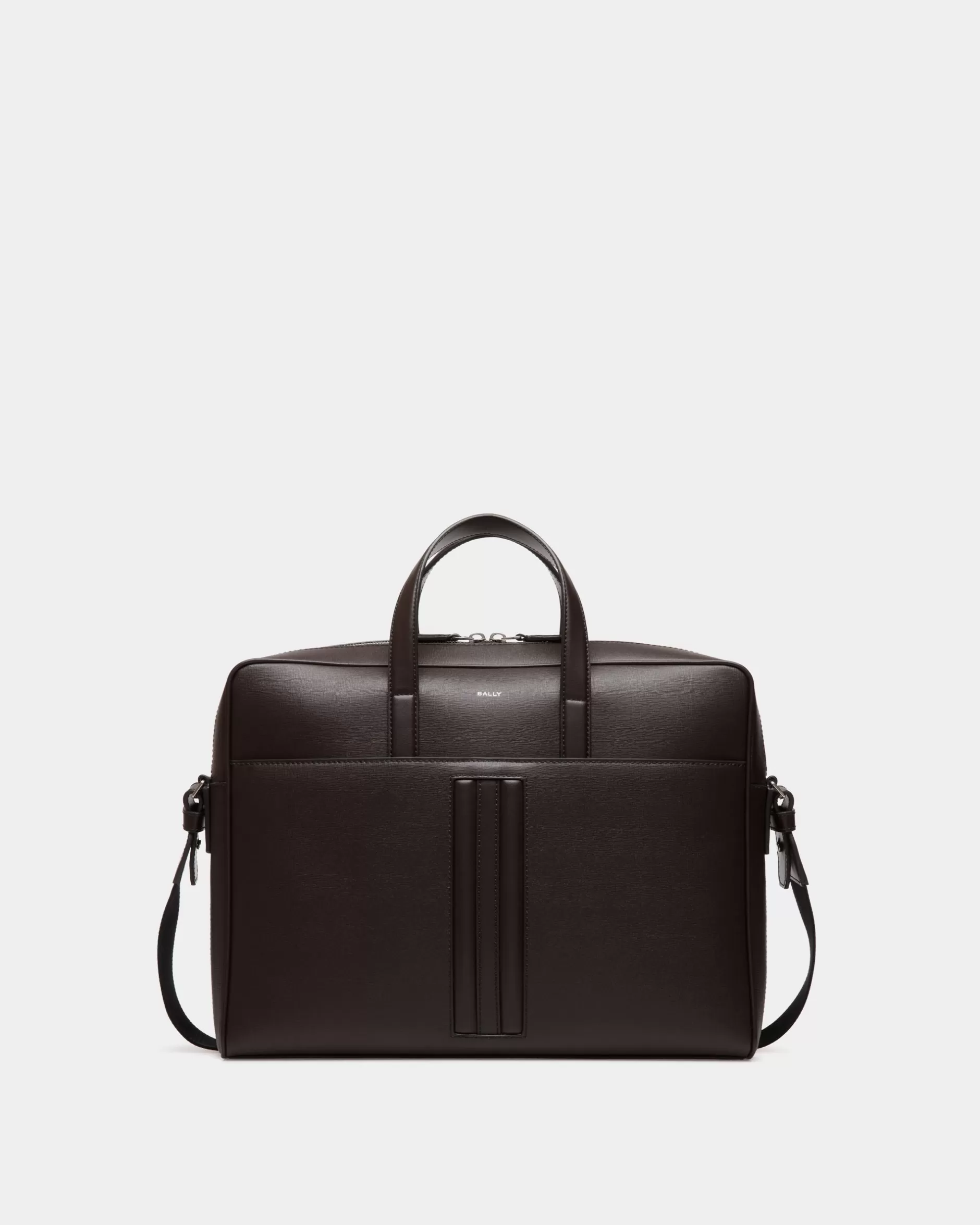 Bally Mythos Aktentasche Aus Recyceltem Leder In Ebenholzschwarz Braun New