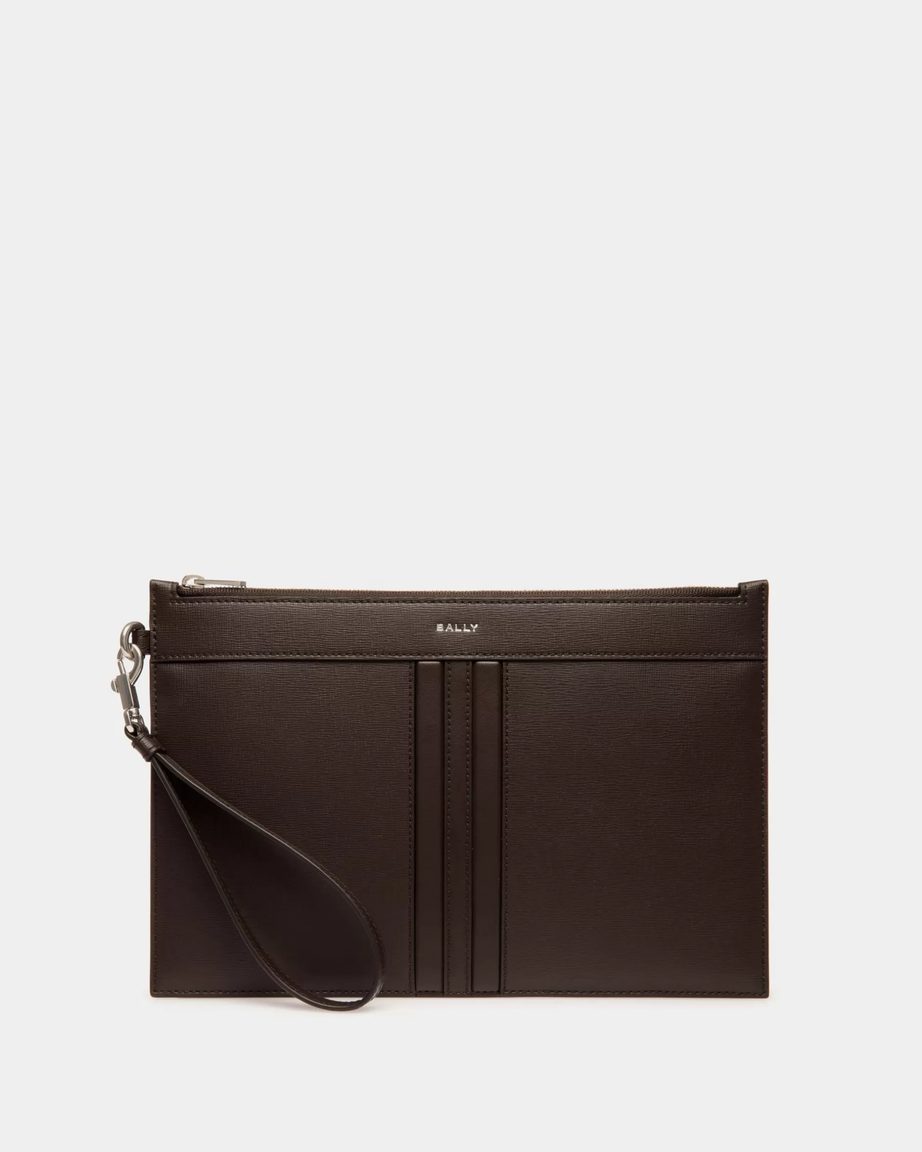 Bally Mythos Pochette Aus Recyceltem Leder In Ebenholz Braun Discount