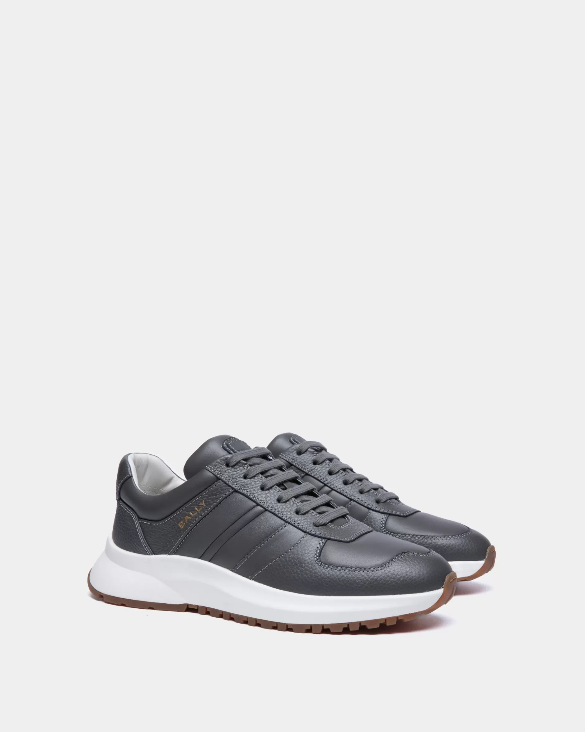 Bally Outline Sneaker Aus Genarbtem Leder In Grau Online