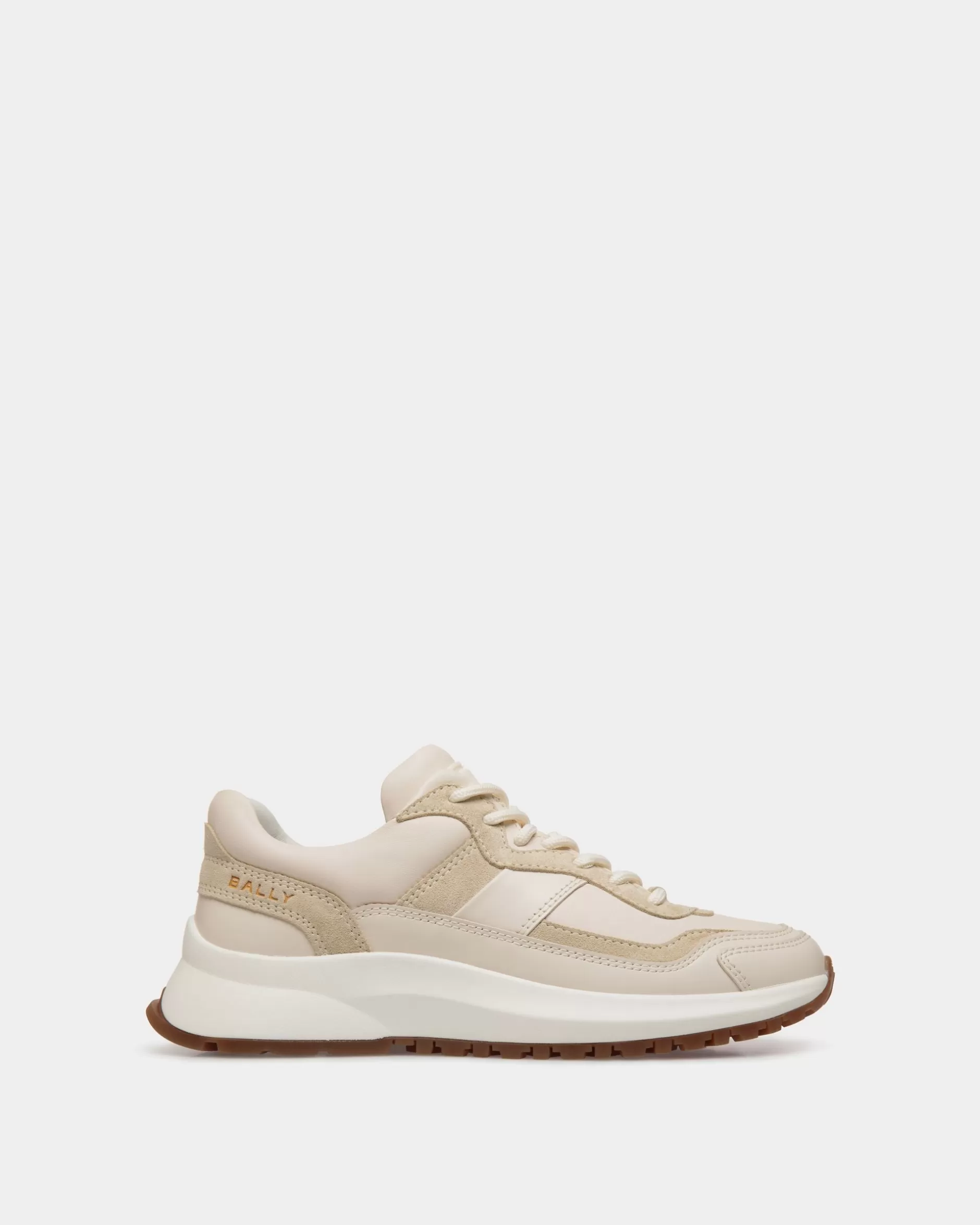 Bally Outline Sneaker Aus Leder In Elfenbein Und Champagne Weiß Store