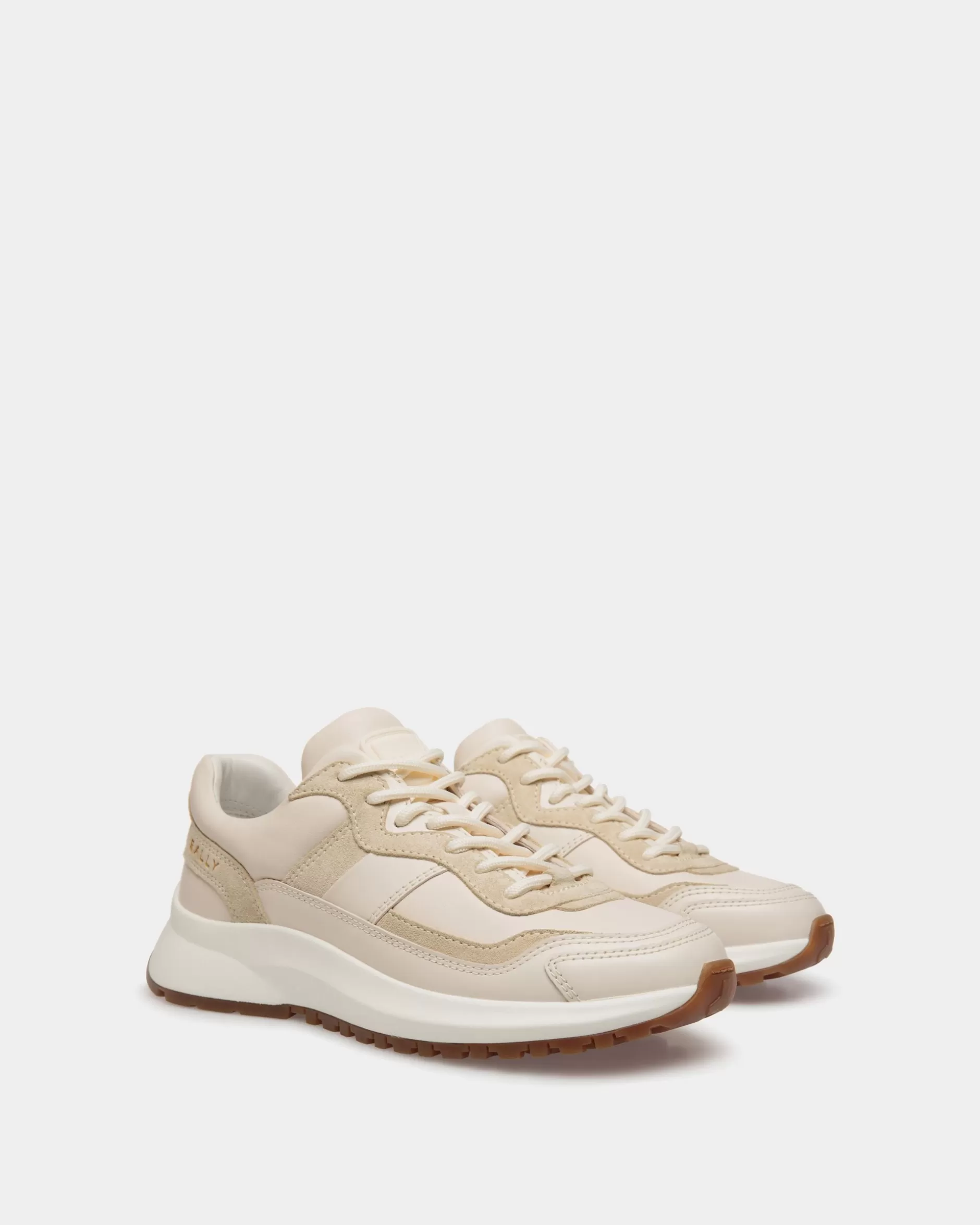 Bally Outline Sneaker Aus Leder In Elfenbein Und Champagne Weiß Store