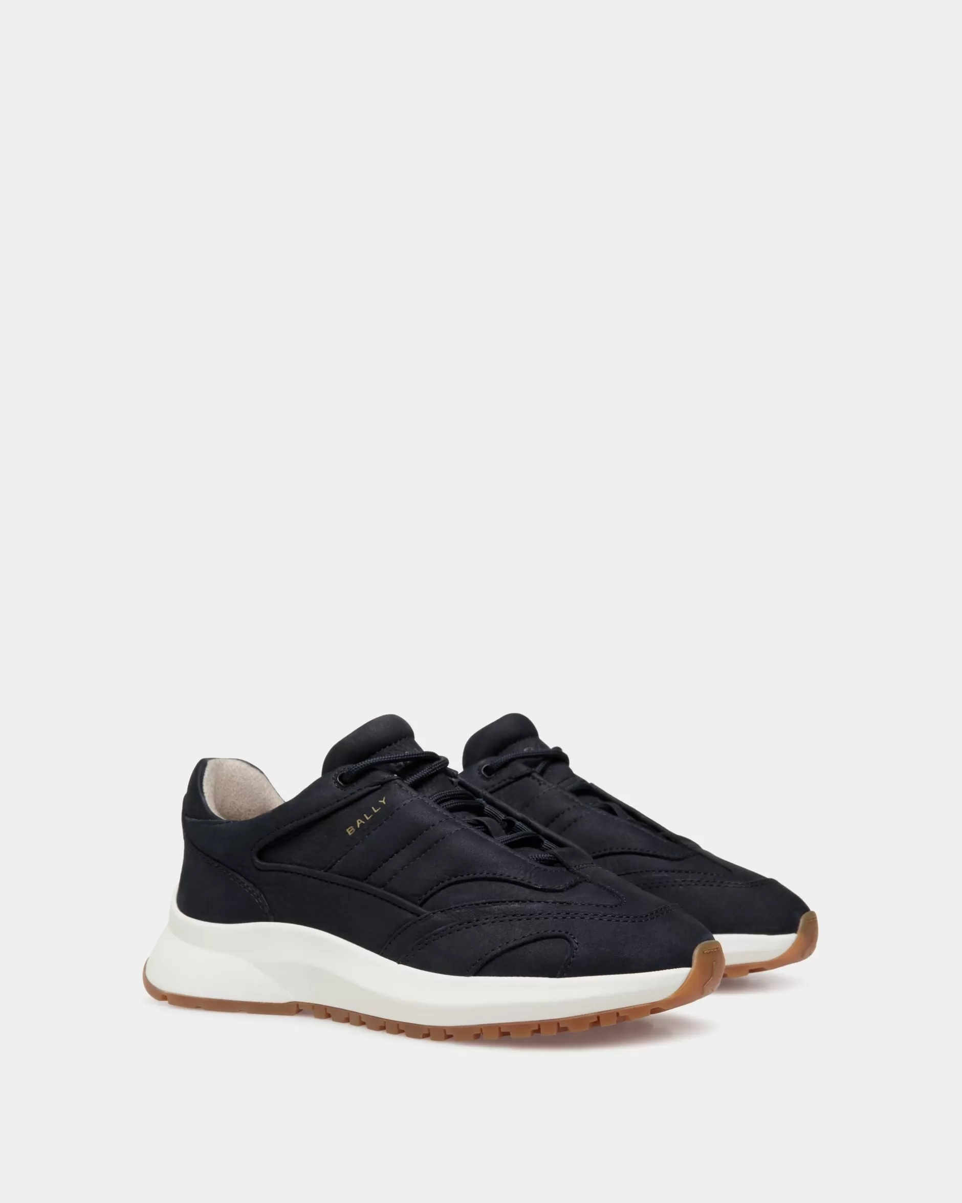 Bally Outline Sneaker Aus Nubukleder In Navy Blue Blau Sale