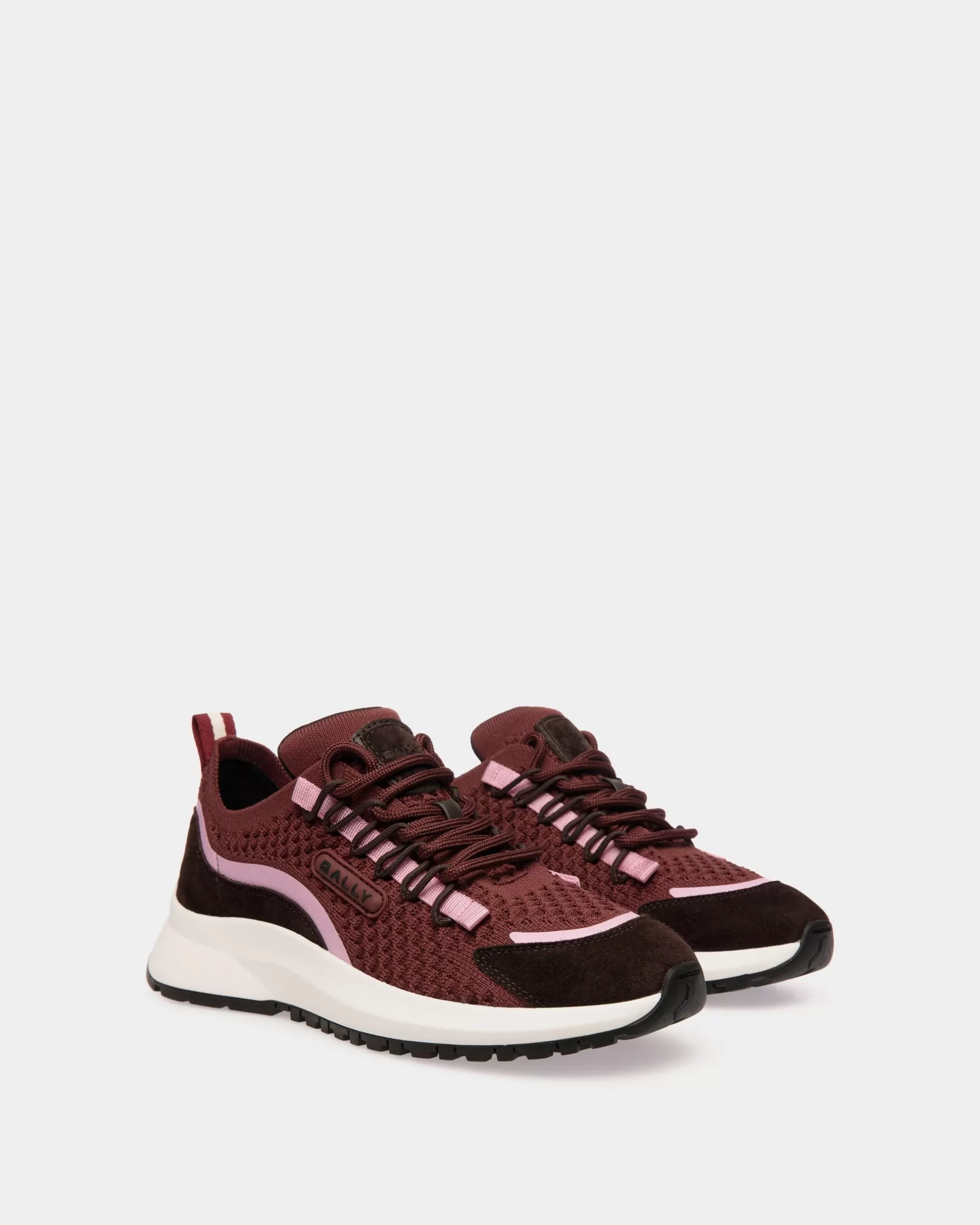 Bally Outline Sneaker Aus Strickgewebe In Andorra Bordeauxrote Shop