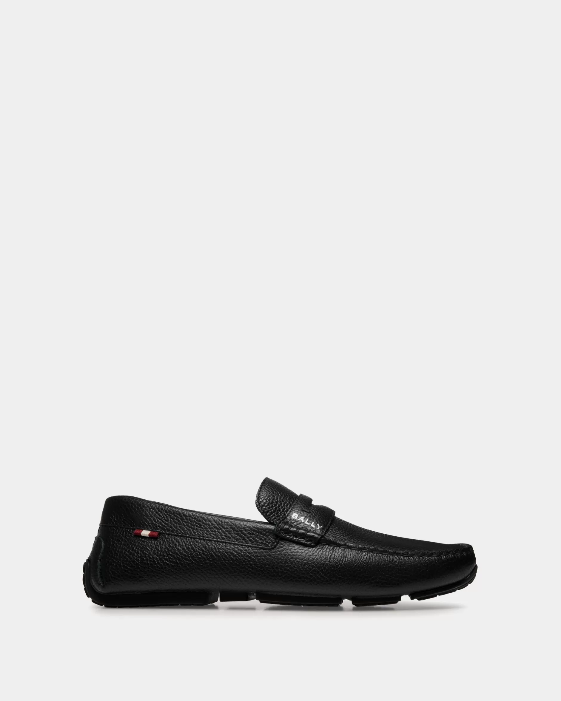 Bally Pilot Driver-Schuh Aus Genarbtem Leder In Schwarz Discount