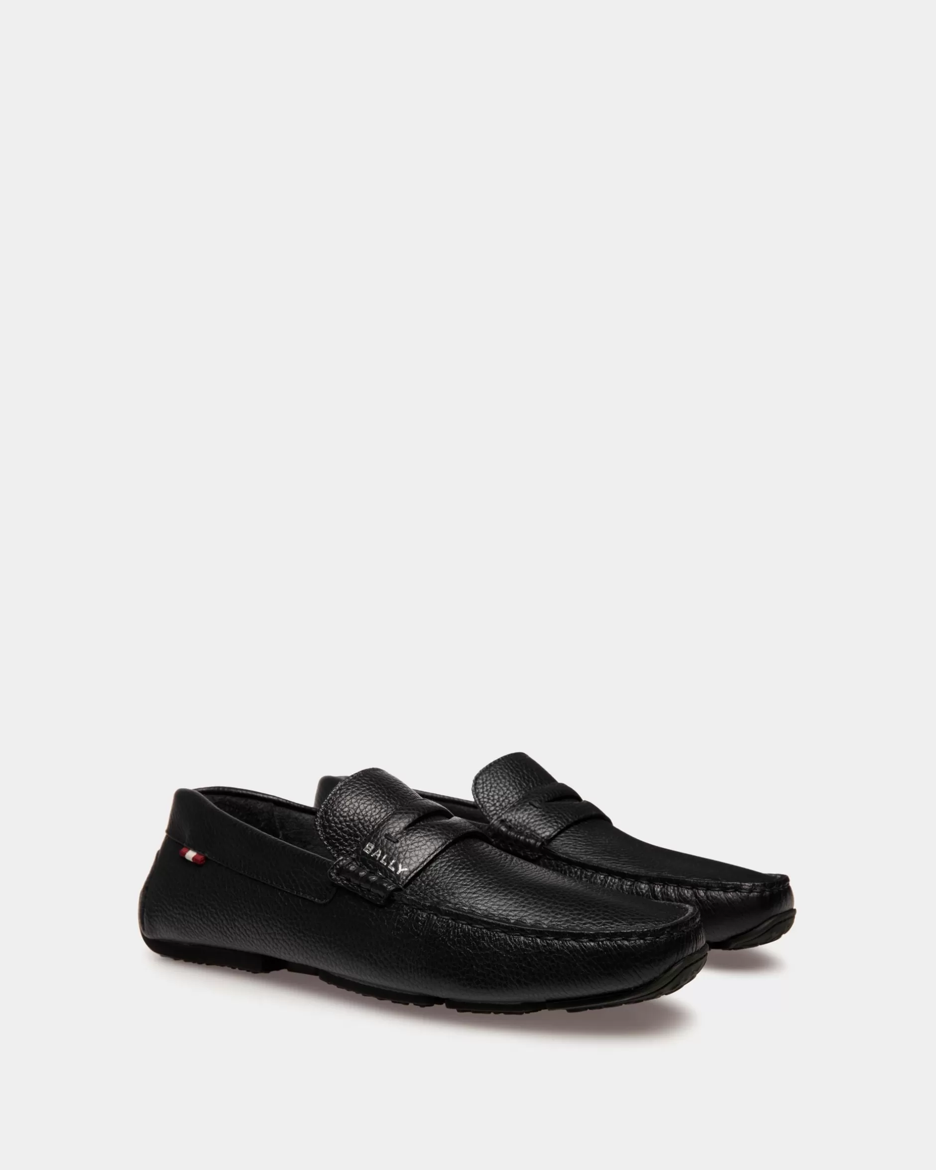 Bally Pilot Driver-Schuh Aus Genarbtem Leder In Schwarz Discount