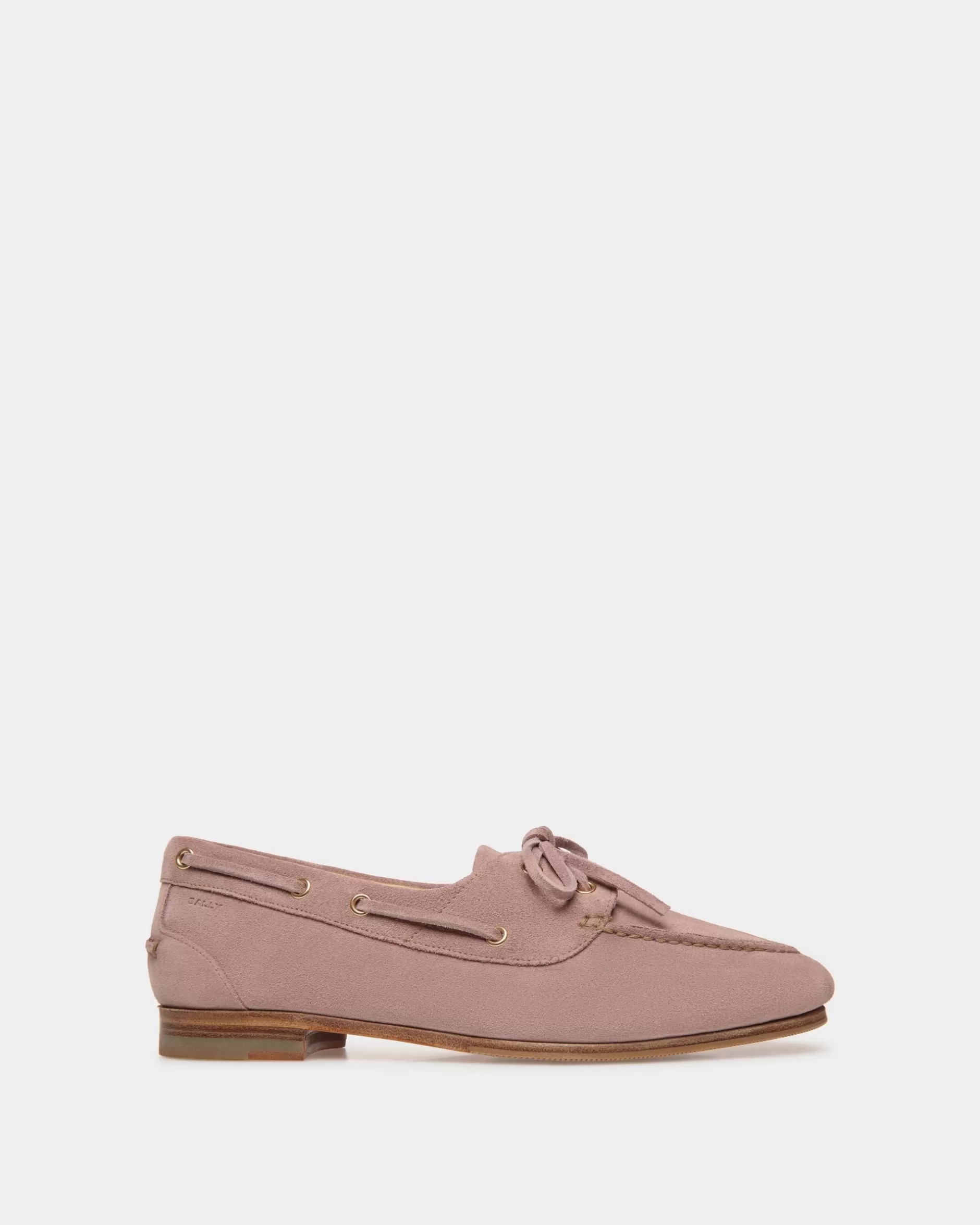 Bally Plume Mokassin Aus Hellfliederfarbenem Veloursleder Rosa Shop