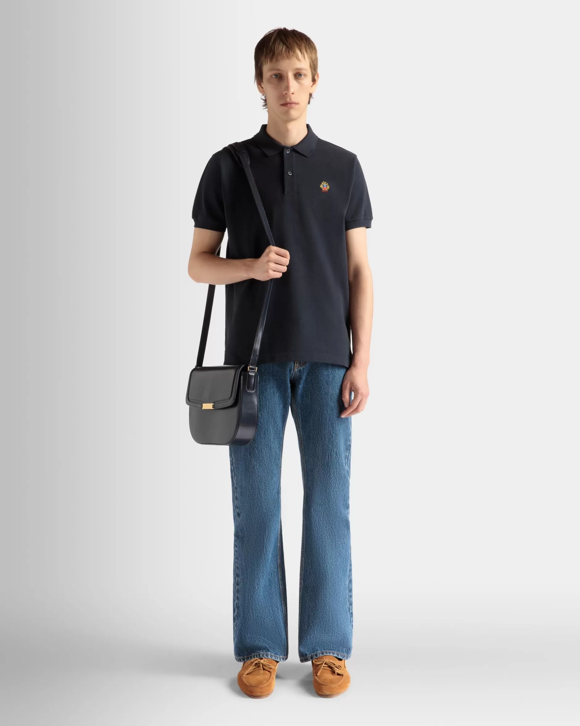 Bally Poloshirt Aus Baumwolle In Navy Blue Blau Online