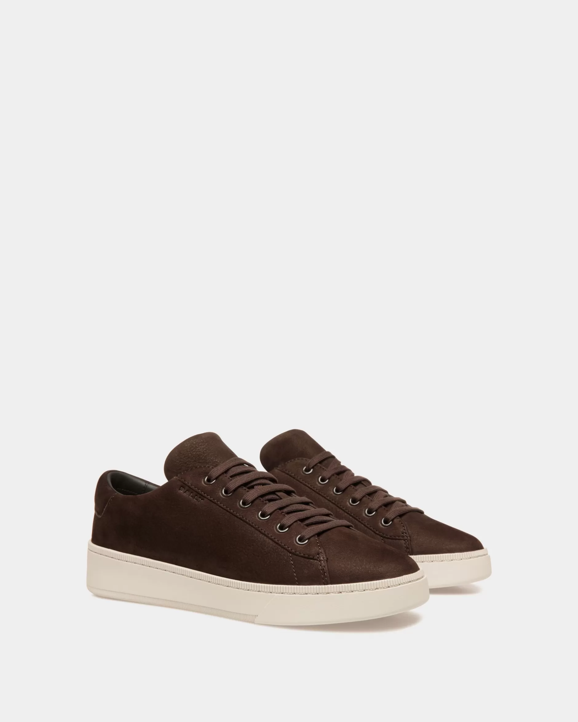 Bally Raise Sneaker Aus Nubukleder In Ebenholzschwarz Braun Hot