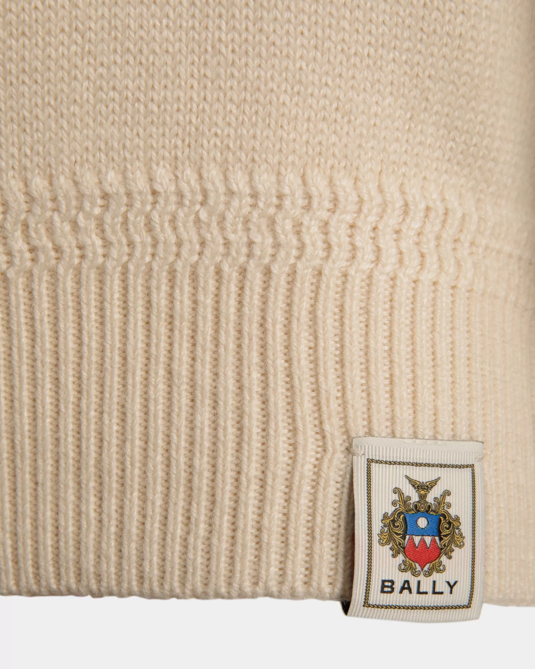 Bally Rollkragen Aus Wolle-Seiden-Mischung In Elfenbein Mit Crest Logo Weiß Outlet