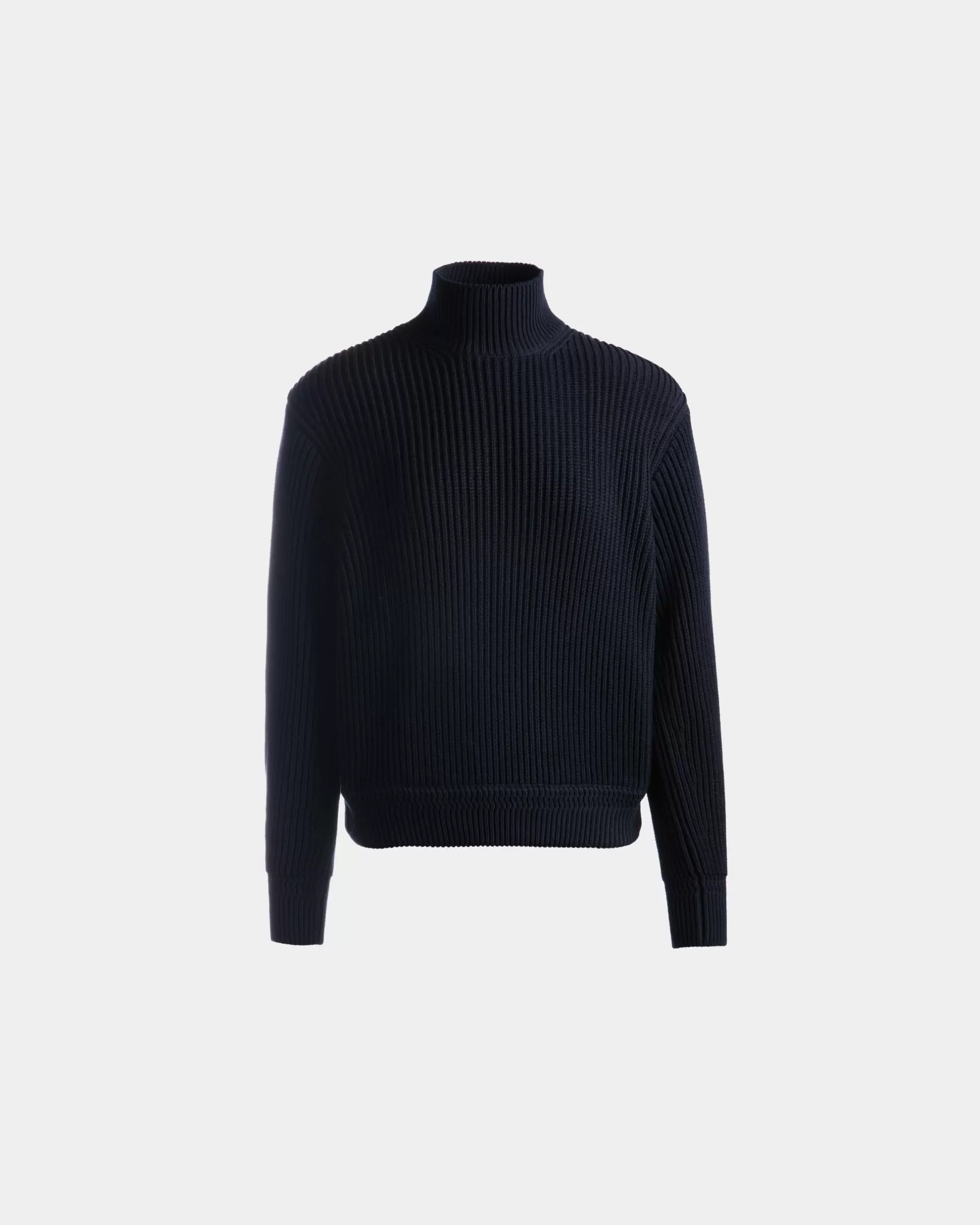 Bally Rollkragenpullover Aus Baumwolle In Navy Blue Blau Hot